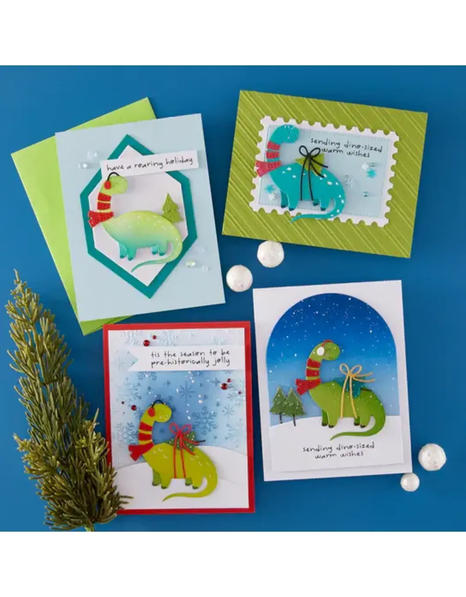 SPELLBINDERS SPELLBINDERS DINO-SIZED HOLIDAY CLEAR STAMP & DIE SET