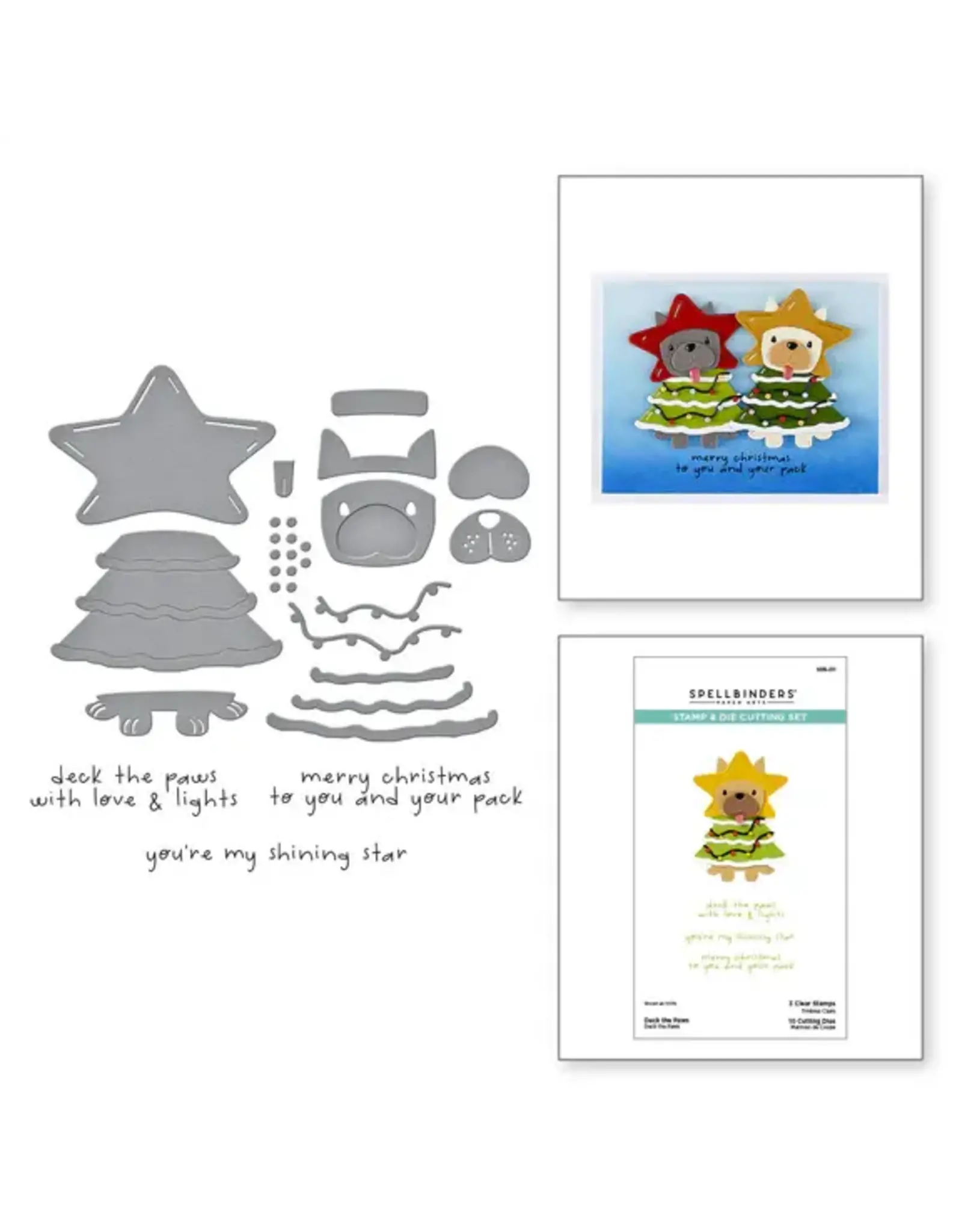 SPELLBINDERS SPELLBINDERS MERRY MISCHIEF COLLECTION DECK THE PAWS CLEAR STAMP & DIE SET