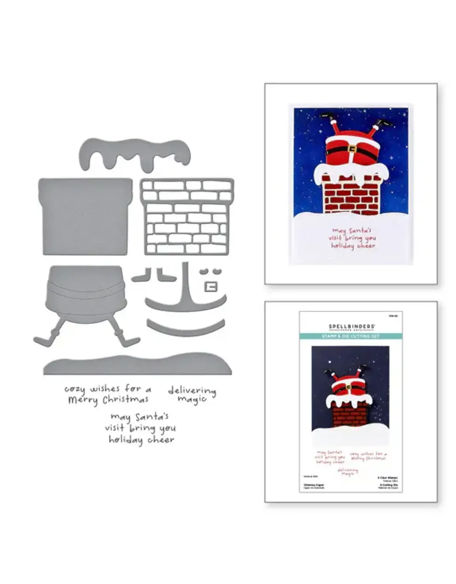 SPELLBINDERS SPELLBINDERS MERRY MISCHIEF COLLECTION CHIMNEY CAPER CLEAR STAMP & DIE SET
