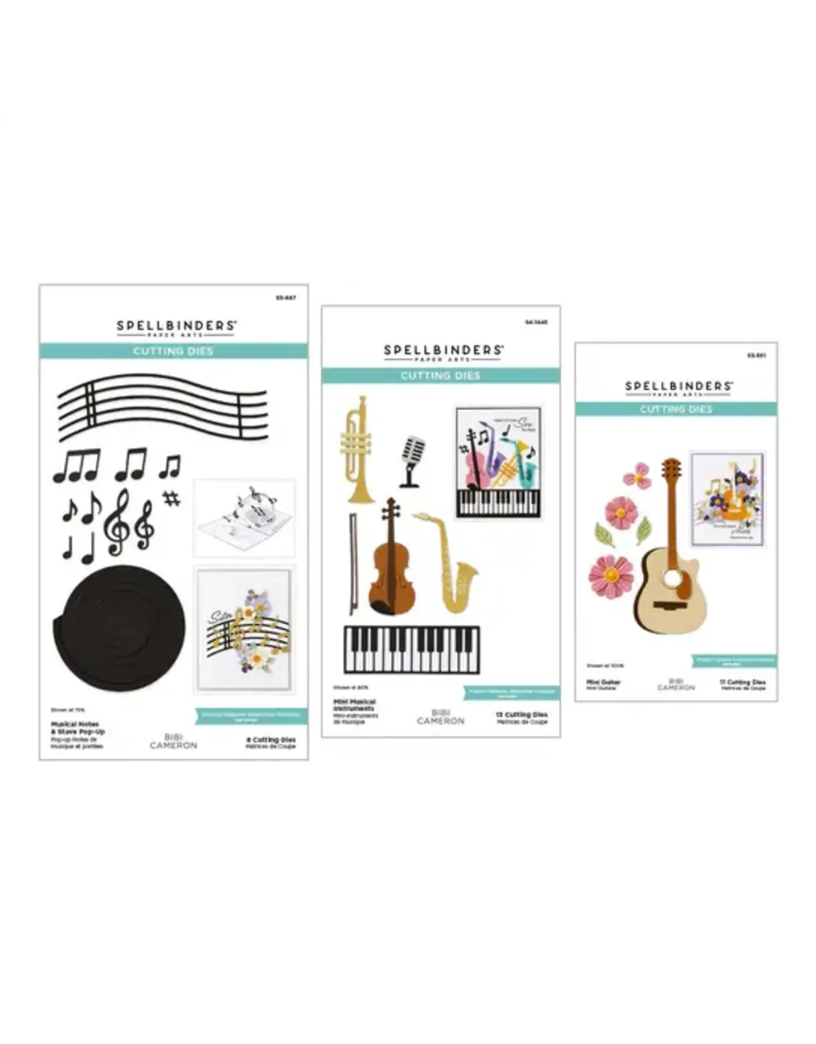 SPELLBINDERS SPELLBINDERS BIBI CAMERON BIBI'S MUSICAL NOTES COLLECTION SMALL INSTRUMENTS DIE SET BUNDLE