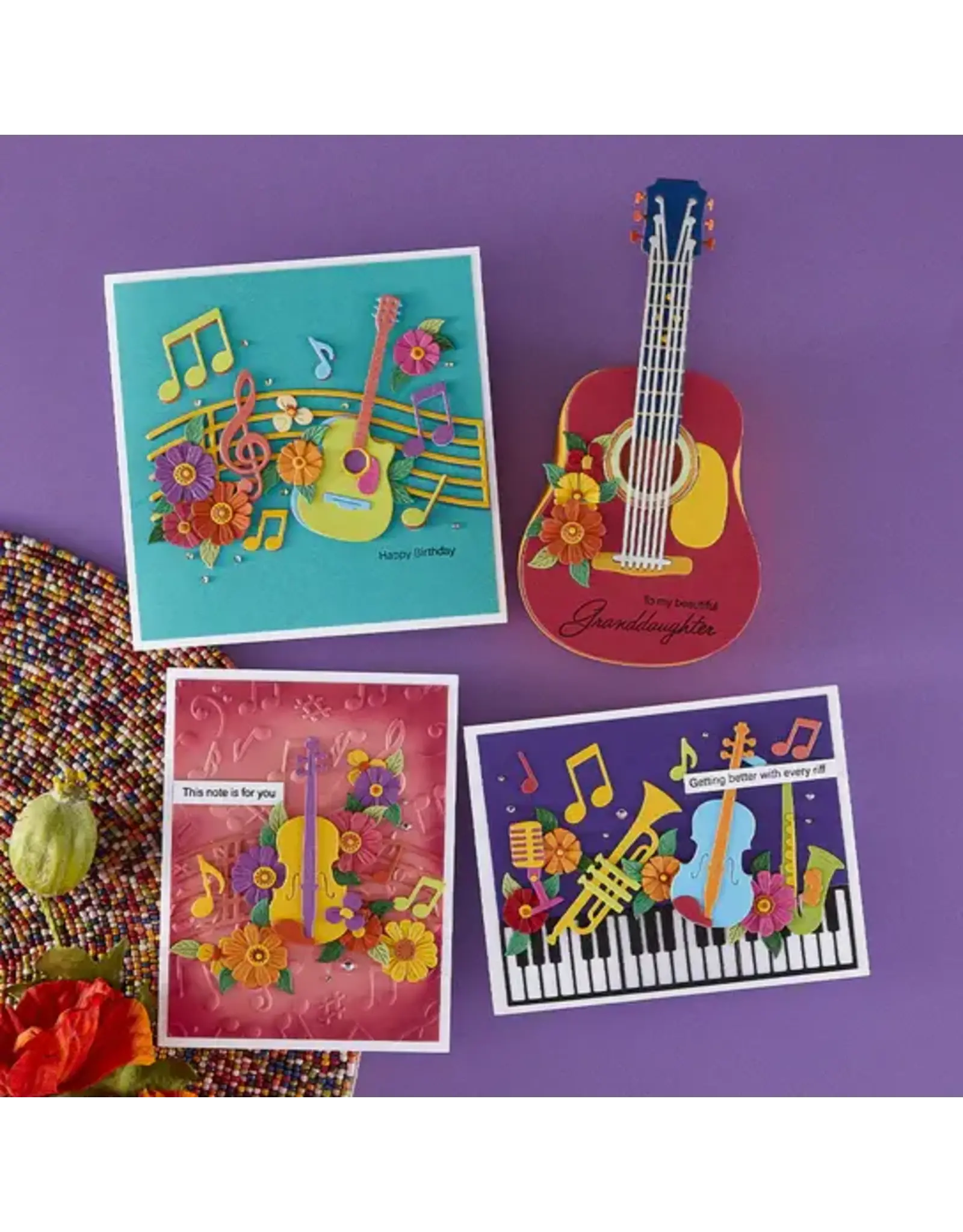 SPELLBINDERS SPELLBINDERS BIBI CAMERON BIBI'S MUSICAL NOTES COLLECTION SMALL INSTRUMENTS DIE SET BUNDLE