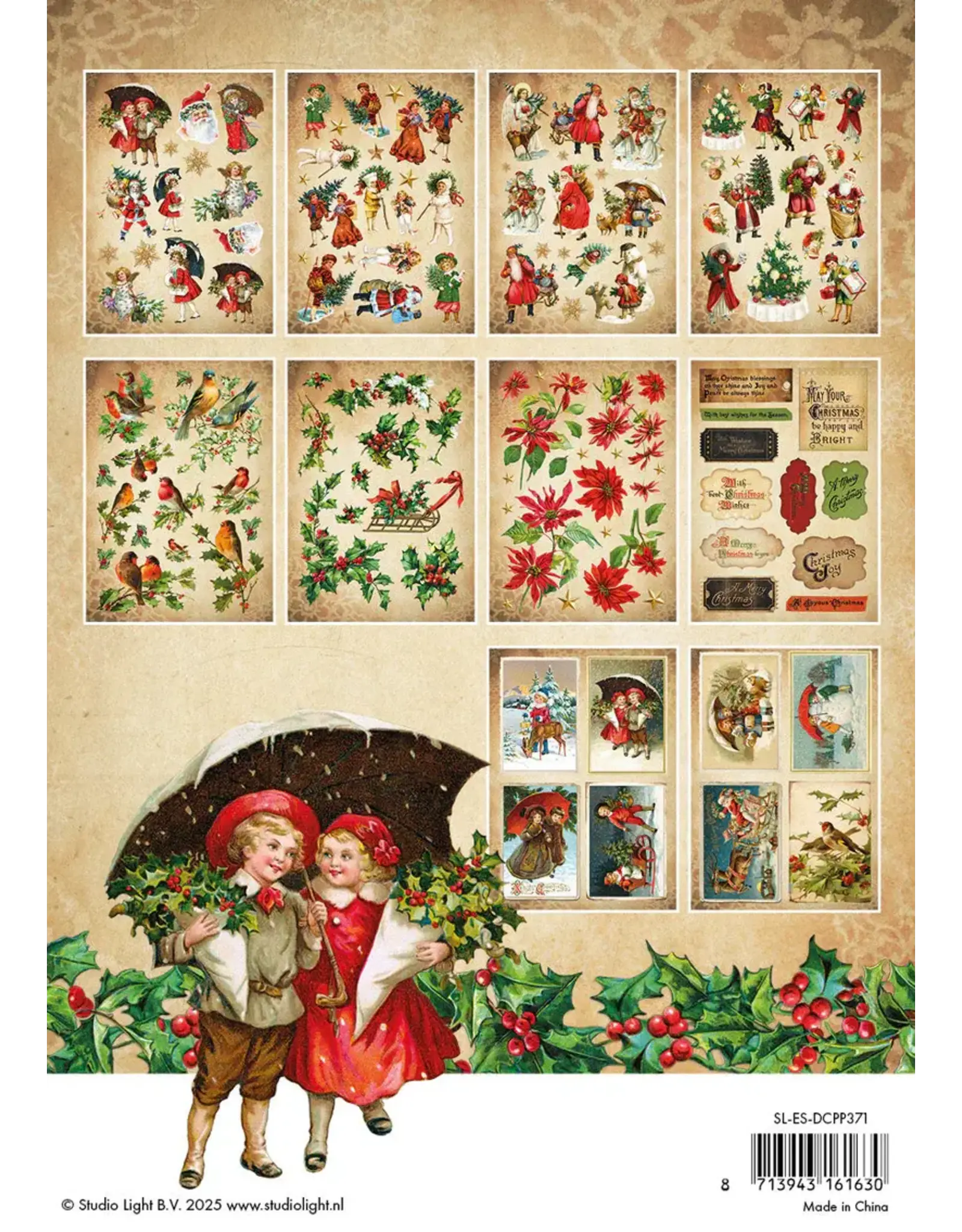 STUDIOLIGHT STUDIOLIGHT ESSENTIALS COLLECTION VINTAGE CHRISTMAS PAPER PAD DIE-CUTS