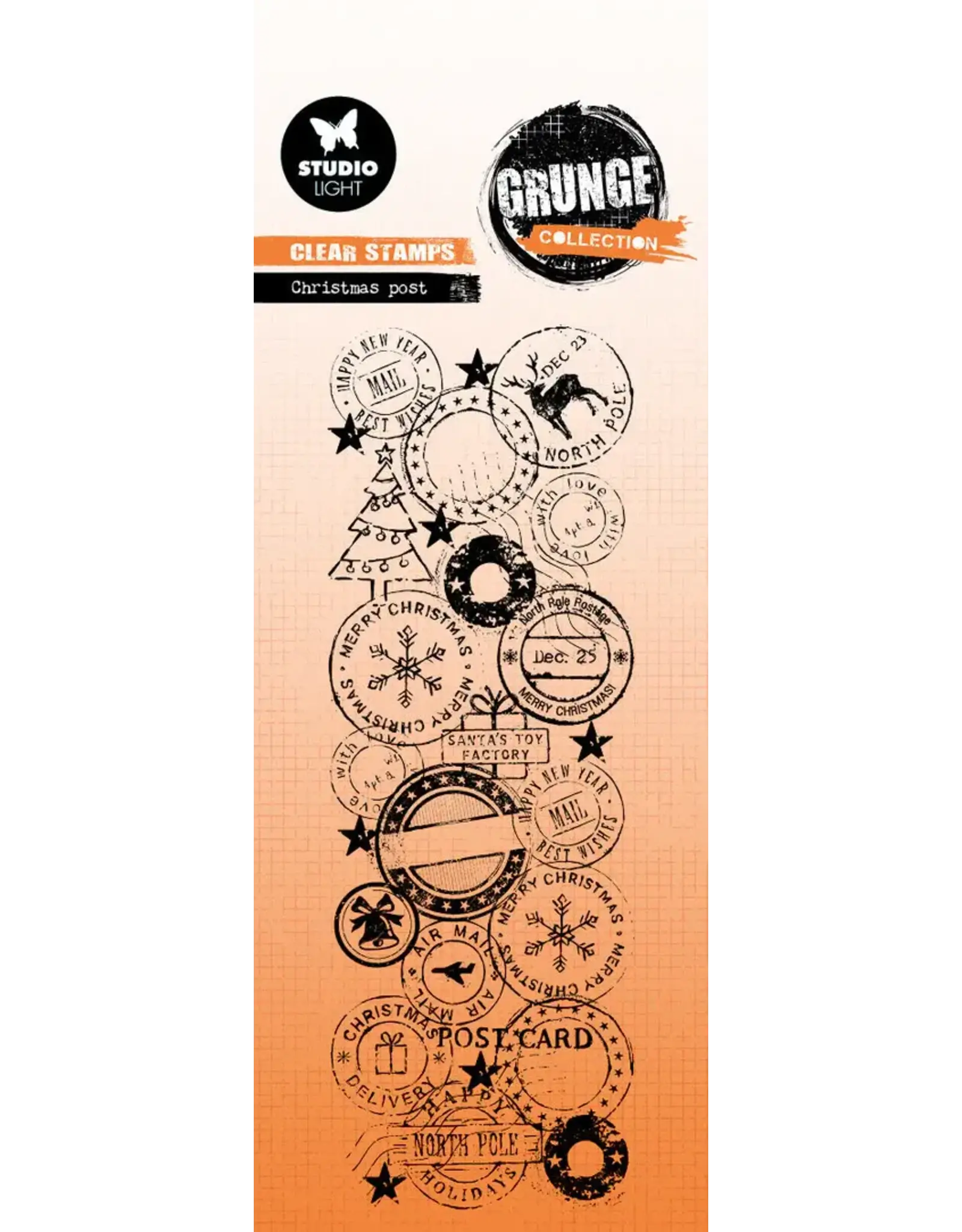 STUDIOLIGHT STUDIOLIGHT GRUNGE COLLECTION CHRISTMAS POST CLEAR STAMP