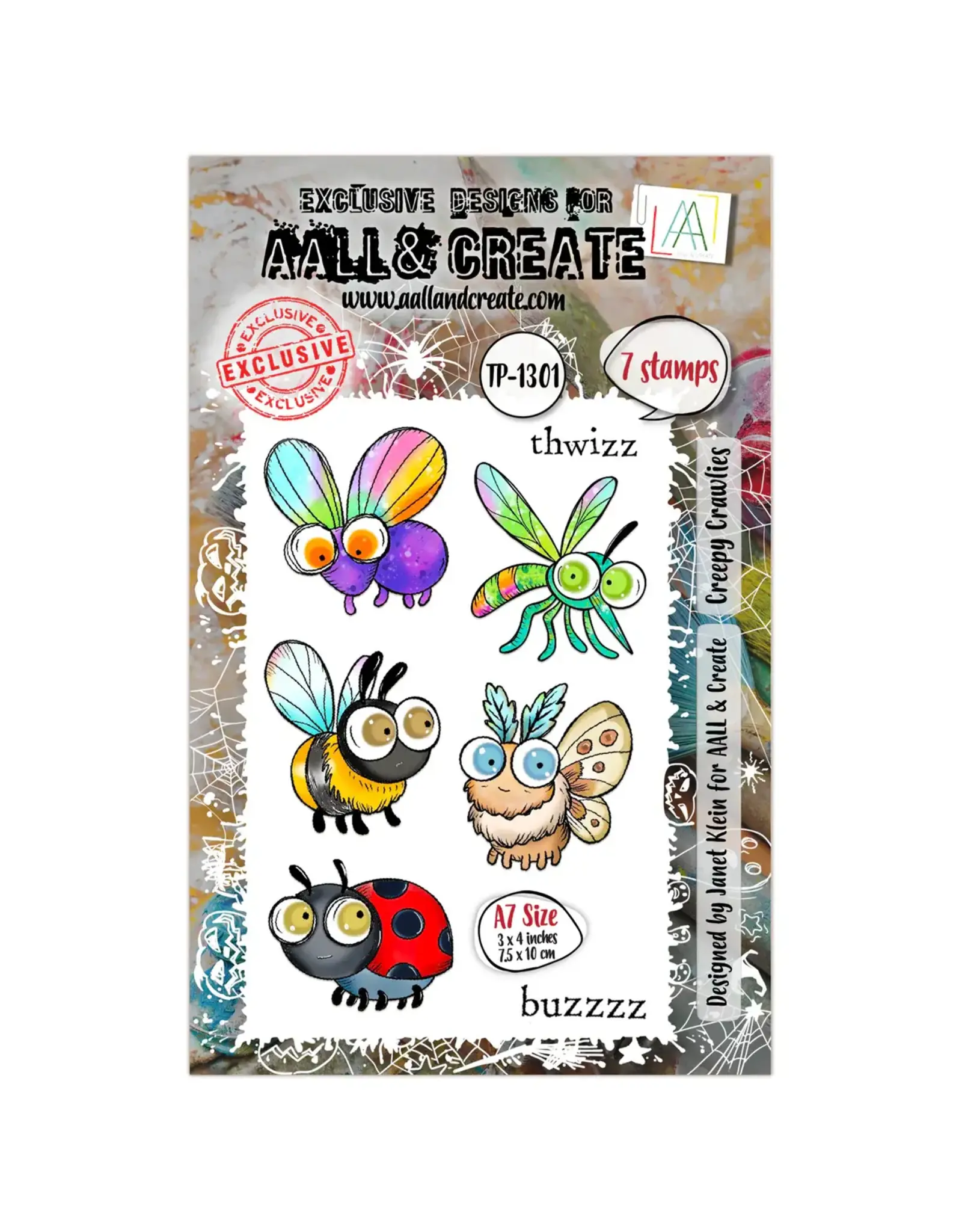 AALL & CREATE AALL & CREATE JANET KLEIN #1301 CREEPY CRAWLIES A7 CLEAR STAMP SET