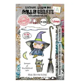 AALL & CREATE AALL & CREATE JANET KLEIN #1298 FREE BROOM RIDES A7 CLEAR STAMP SET