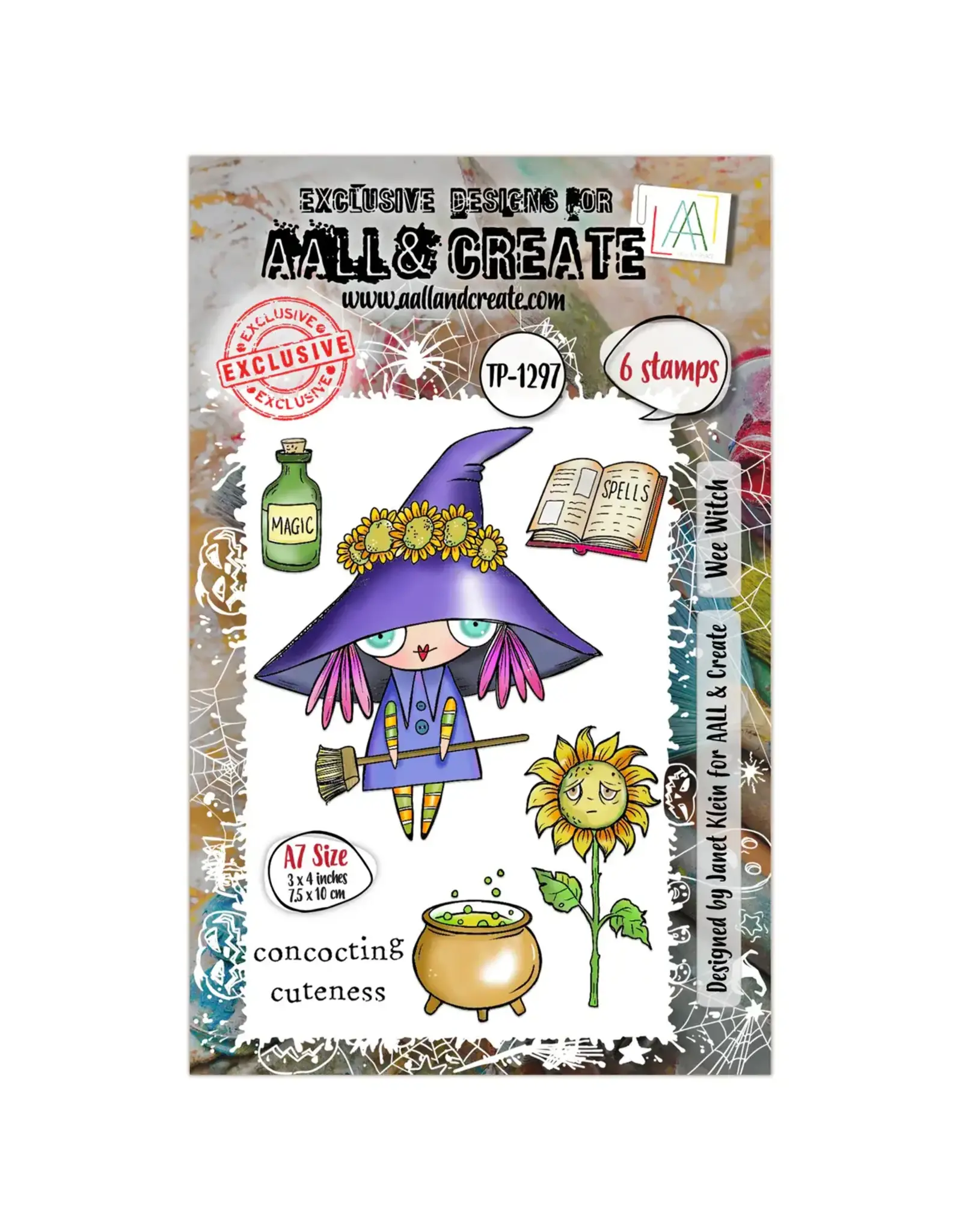 AALL & CREATE AALL & CREATE JANET KLEIN #1297 WEE WITCH A7 CLEAR STAMP SET