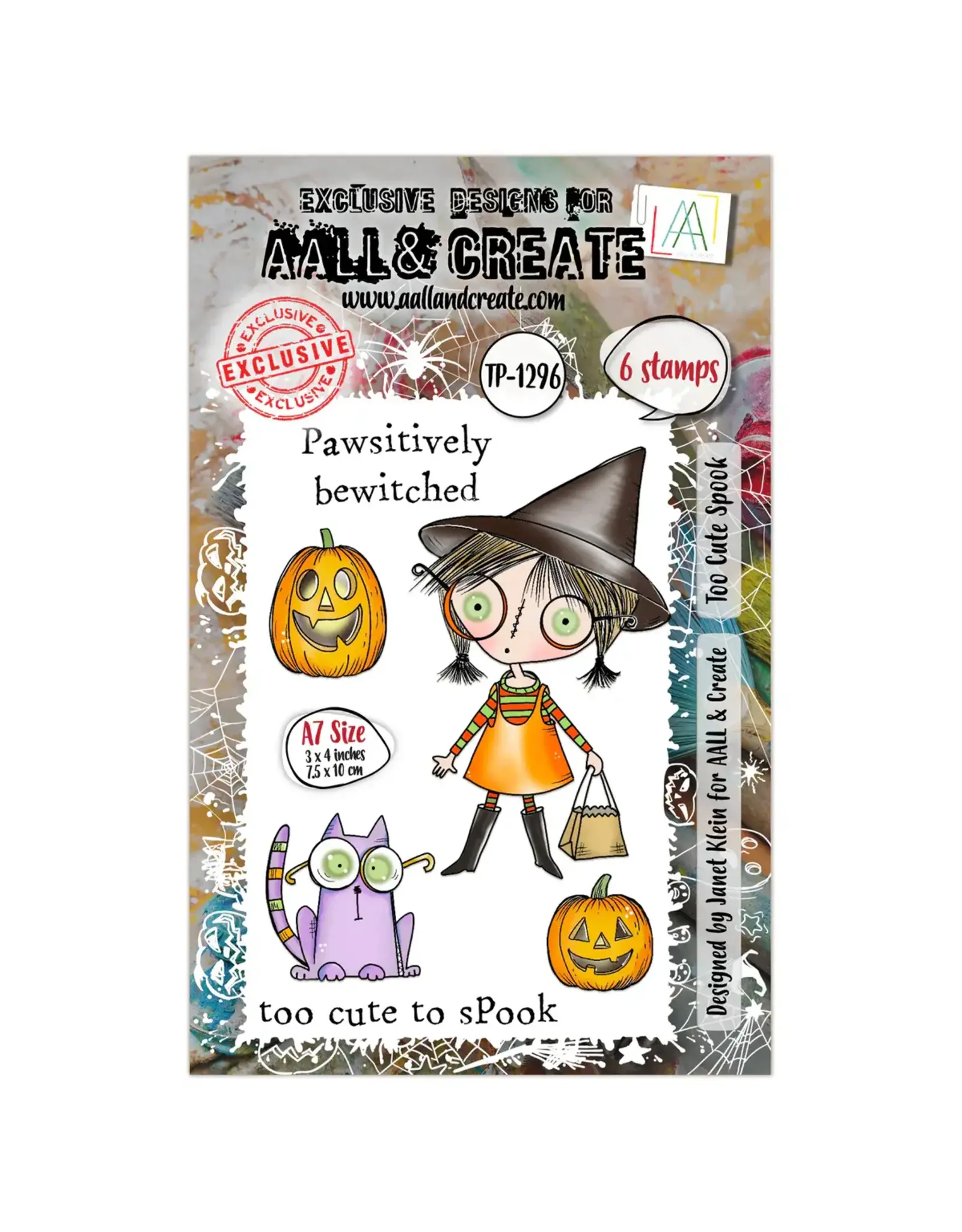 AALL & CREATE AALL & CREATE JANET KLEIN #1296 TOO CUTE SPOOK A7 CLEAR STAMP SET