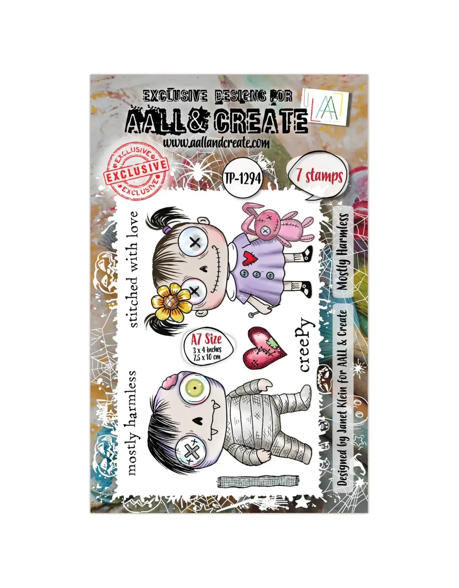 AALL & CREATE AALL & CREATE JANET KLEIN #1294 MOSTLY HARMLESS A7 CLEAR STAMP SET