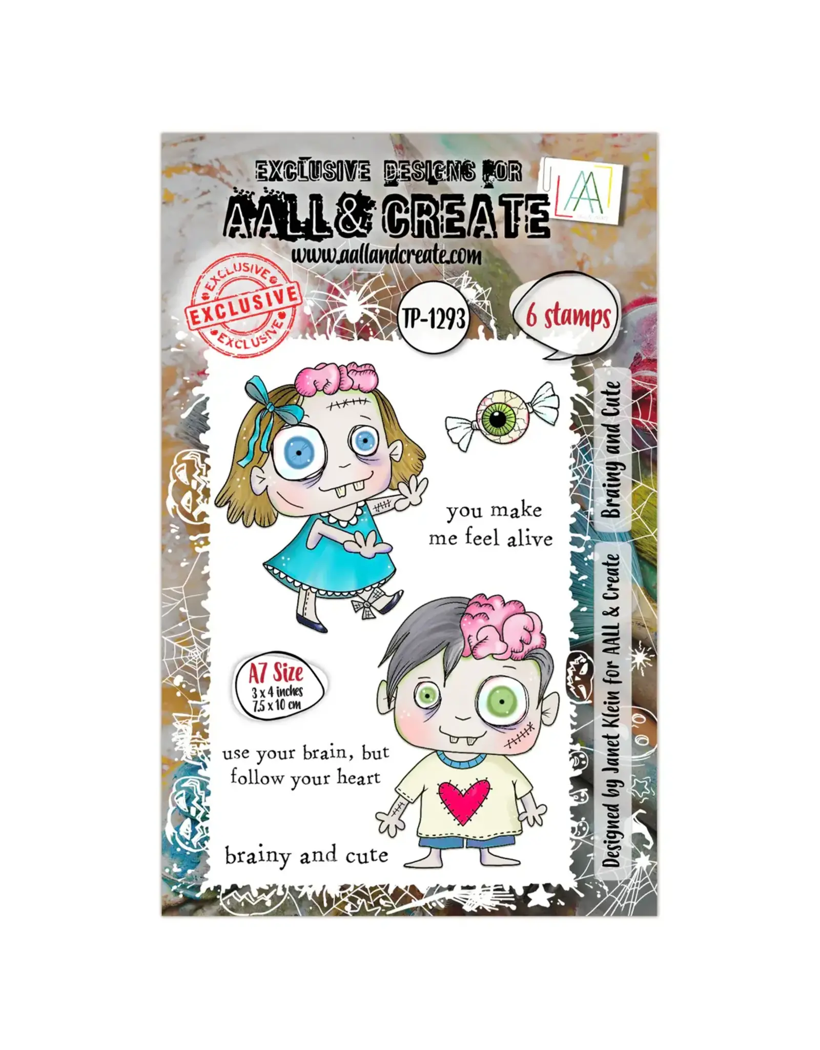 AALL & CREATE AALL & CREATE JANET KLEIN #1293 BRAINY AND CUTE A7 CLEAR STAMP SET