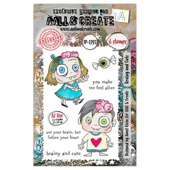 AALL & CREATE AALL & CREATE JANET KLEIN #1293 BRAINY AND CUTE A7 CLEAR STAMP SET