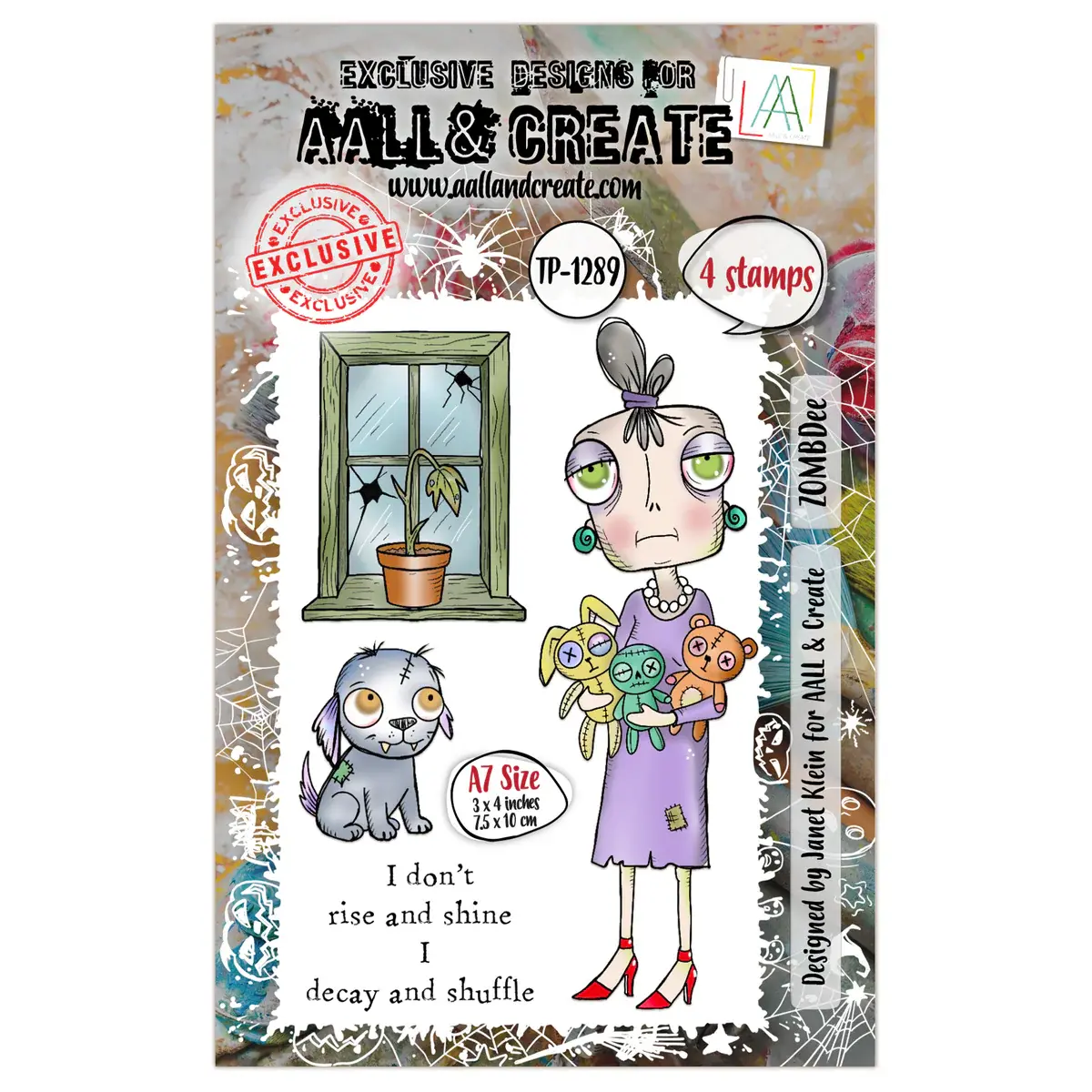 AALL & CREATE AALL & CREATE JANET KLEIN #1289 ZOMBDEE A7 CLEAR STAMP SET