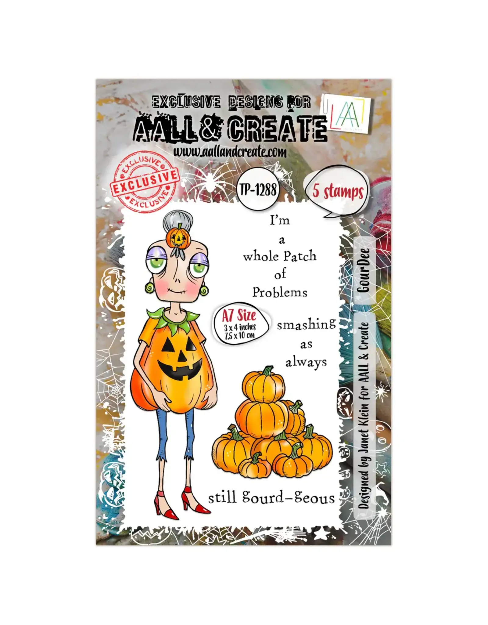 AALL & CREATE AALL & CREATE JANET KLEIN #1288 GOURDEE A7 CLEAR STAMP SET