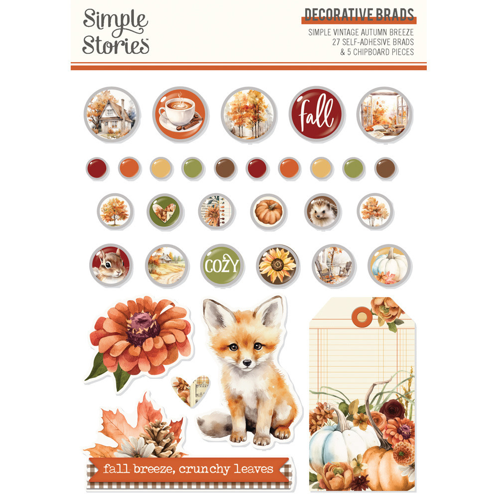 SIMPLE STORIES SIMPLE STORIES SIMPLE VINTAGE AUTUMN BREEZE DECORATIVE BRADS