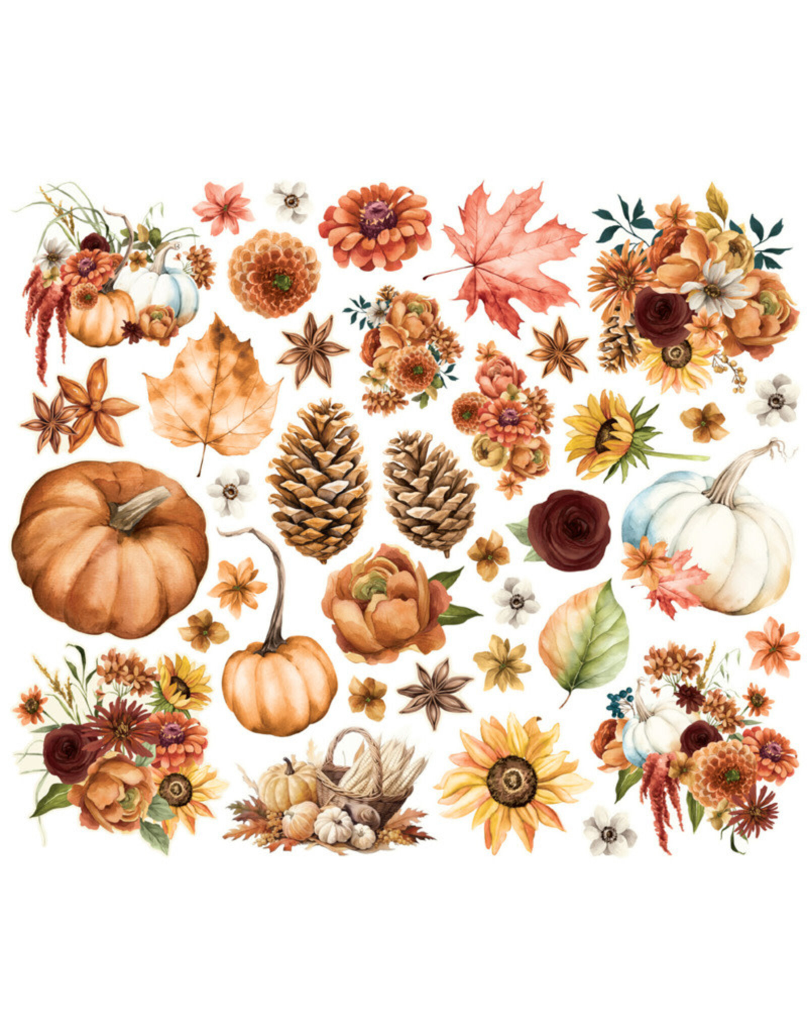 SIMPLE STORIES SIMPLE STORIES SIMPLE VINTAGE AUTUMN BREEZE FLORALS BITS & PIECES 38/PK
