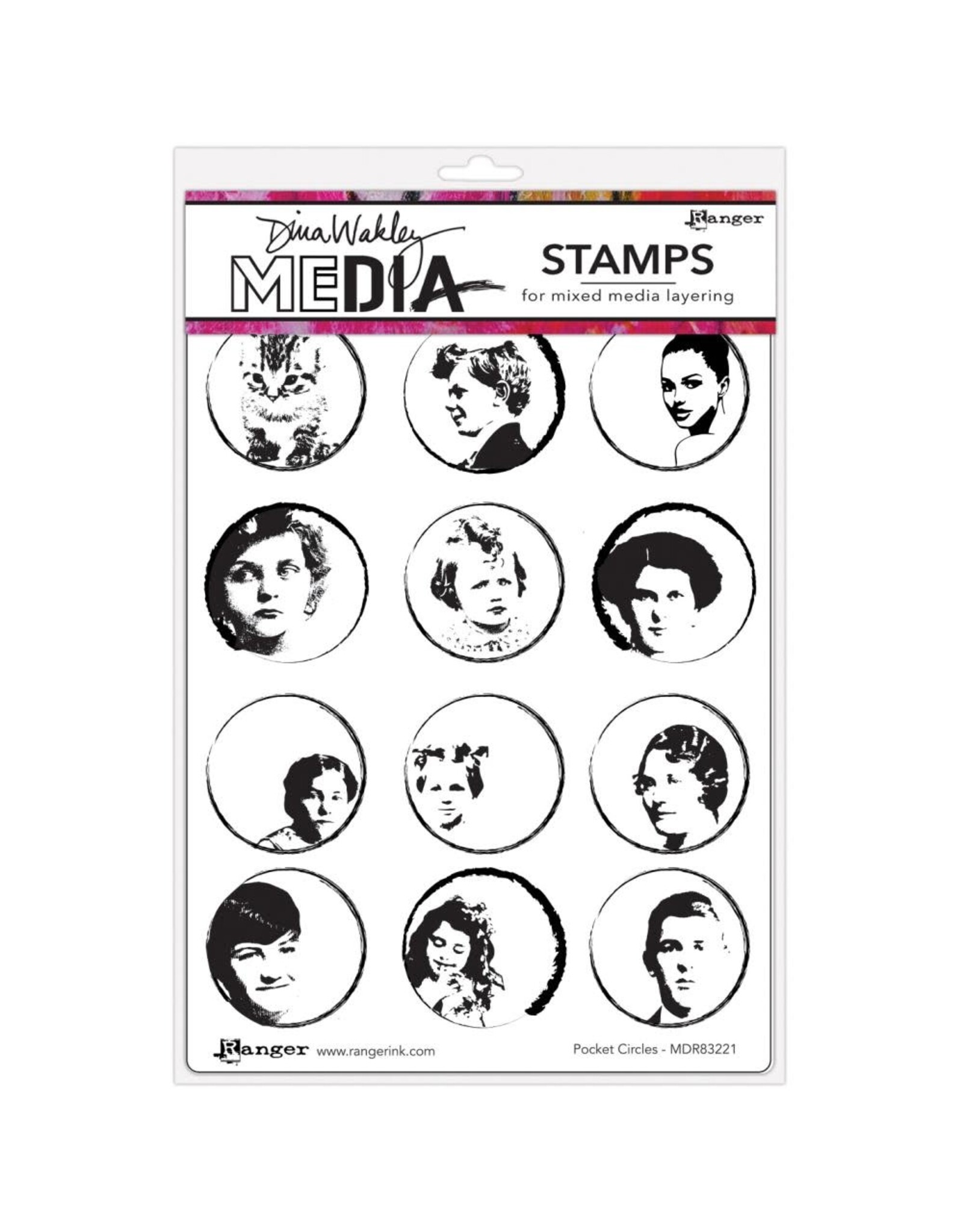 RANGER RANGER DINA WAKLEY MEDIA POCKET CIRCLES CLING STAMP SET