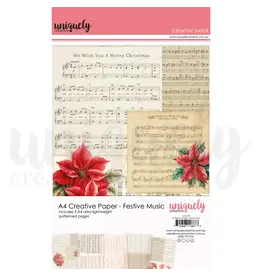 UNIQUELY CREATIVE UNIQUELY CREATIVE FESTIVE MUSIC A4 CREATIVE PAPER 5/PK