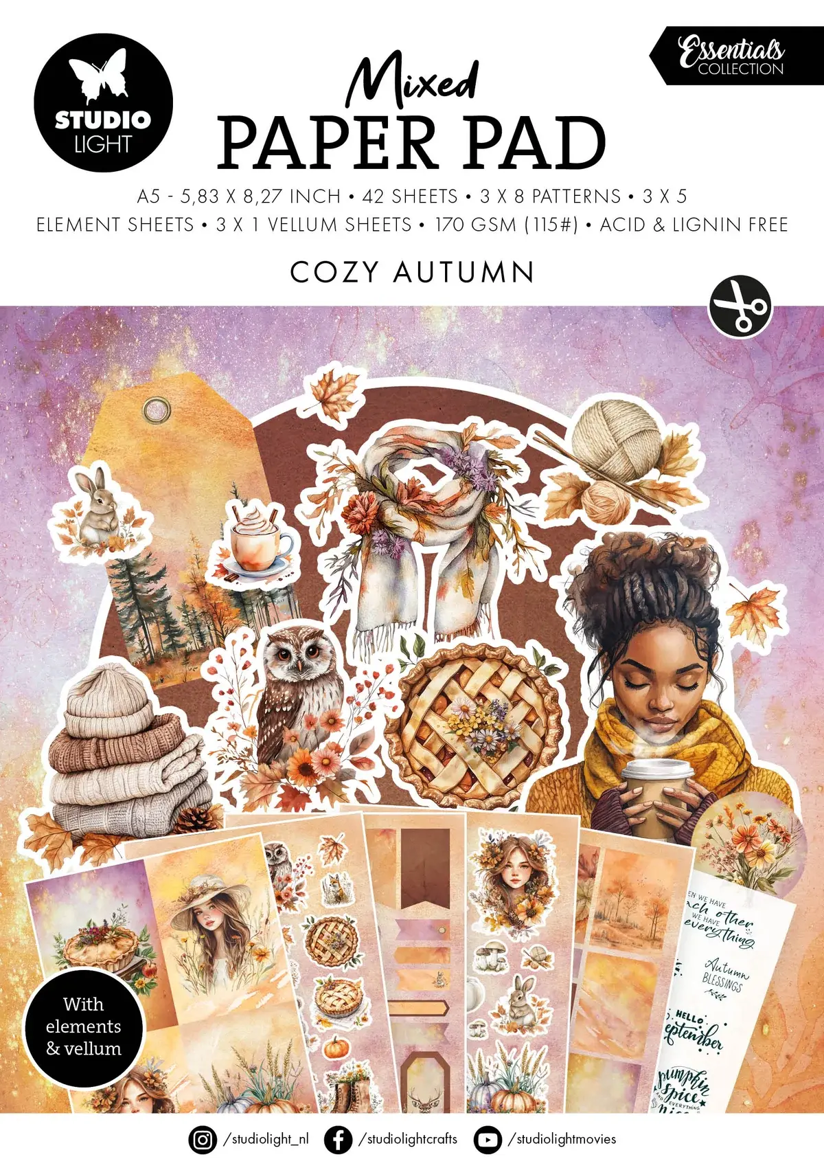 STUDIOLIGHT STUDIOLIGHT ESSENTIALS COLLECTION COZY AUTUMN MIXED PAPER PAD