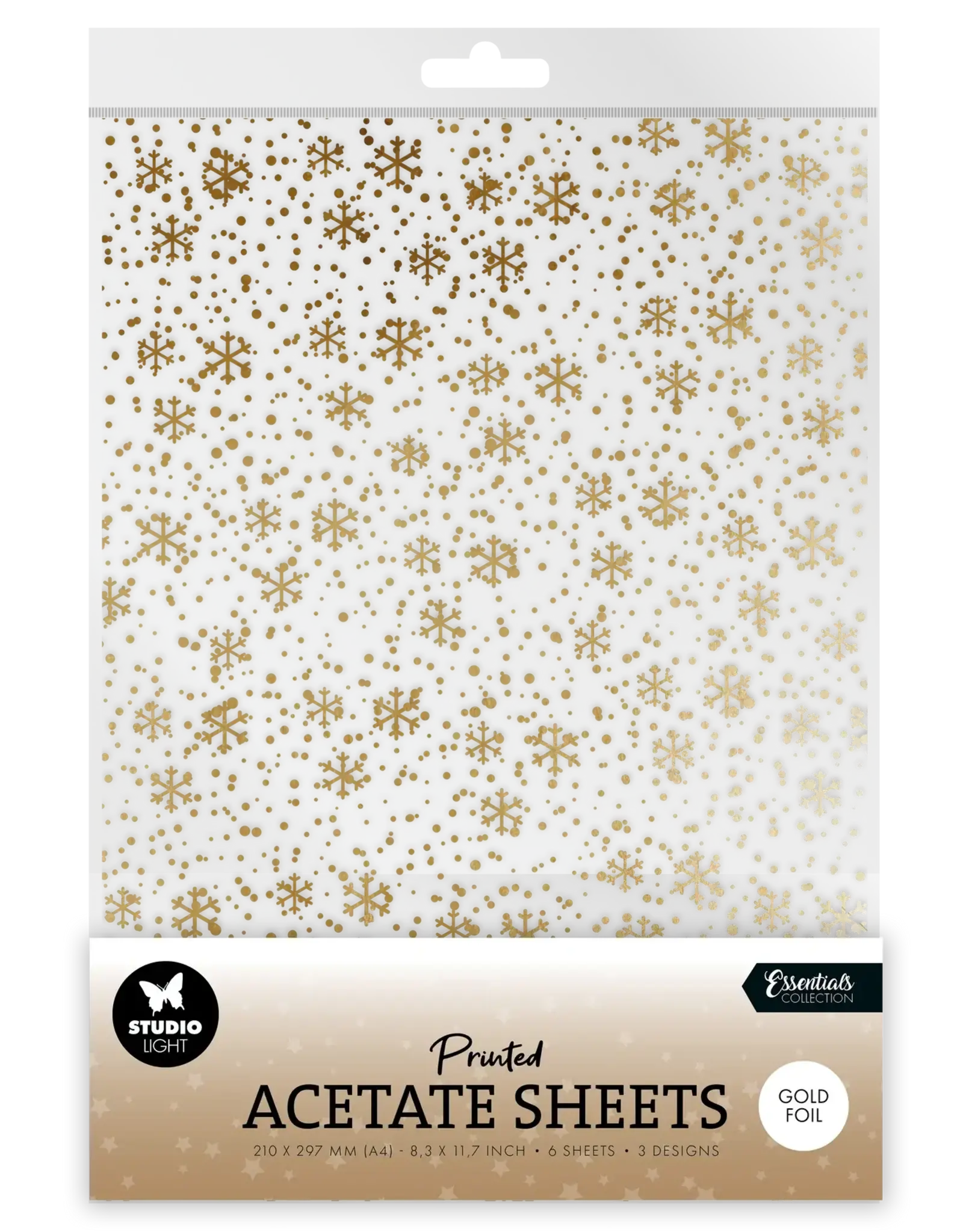 STUDIOLIGHT STUDIOLIGHT ESSENTIALS COLLECTION GOLD SNOWFLAKES ACETATE SHEETS