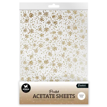STUDIOLIGHT STUDIOLIGHT ESSENTIALS COLLECTION GOLD SNOWFLAKES ACETATE SHEETS