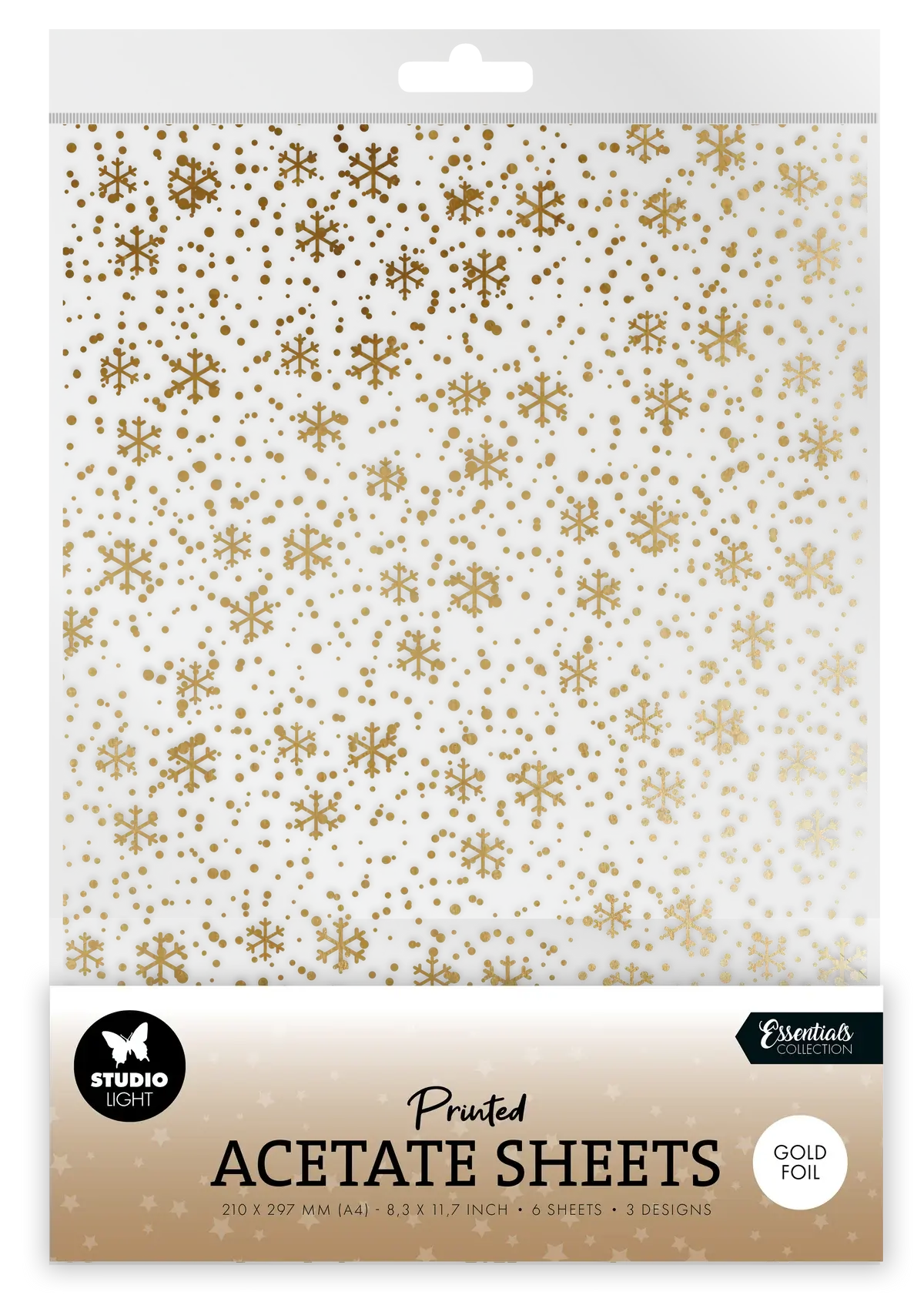 STUDIOLIGHT STUDIOLIGHT ESSENTIALS COLLECTION GOLD SNOWFLAKES ACETATE SHEETS