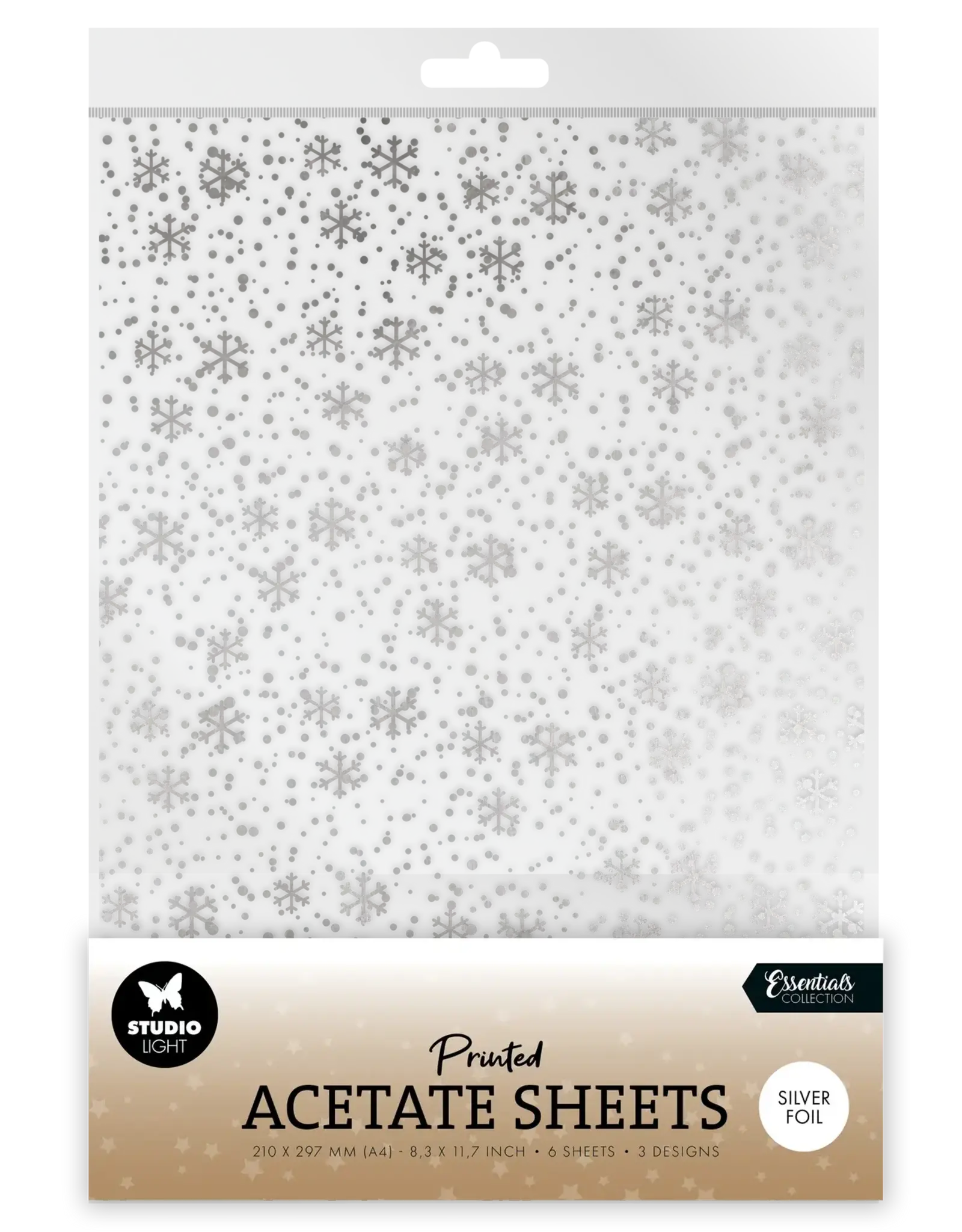 STUDIOLIGHT STUDIOLIGHT ESSENTIALS COLLECTION SILVER SNOWFLAKES ACETATE SHEETS