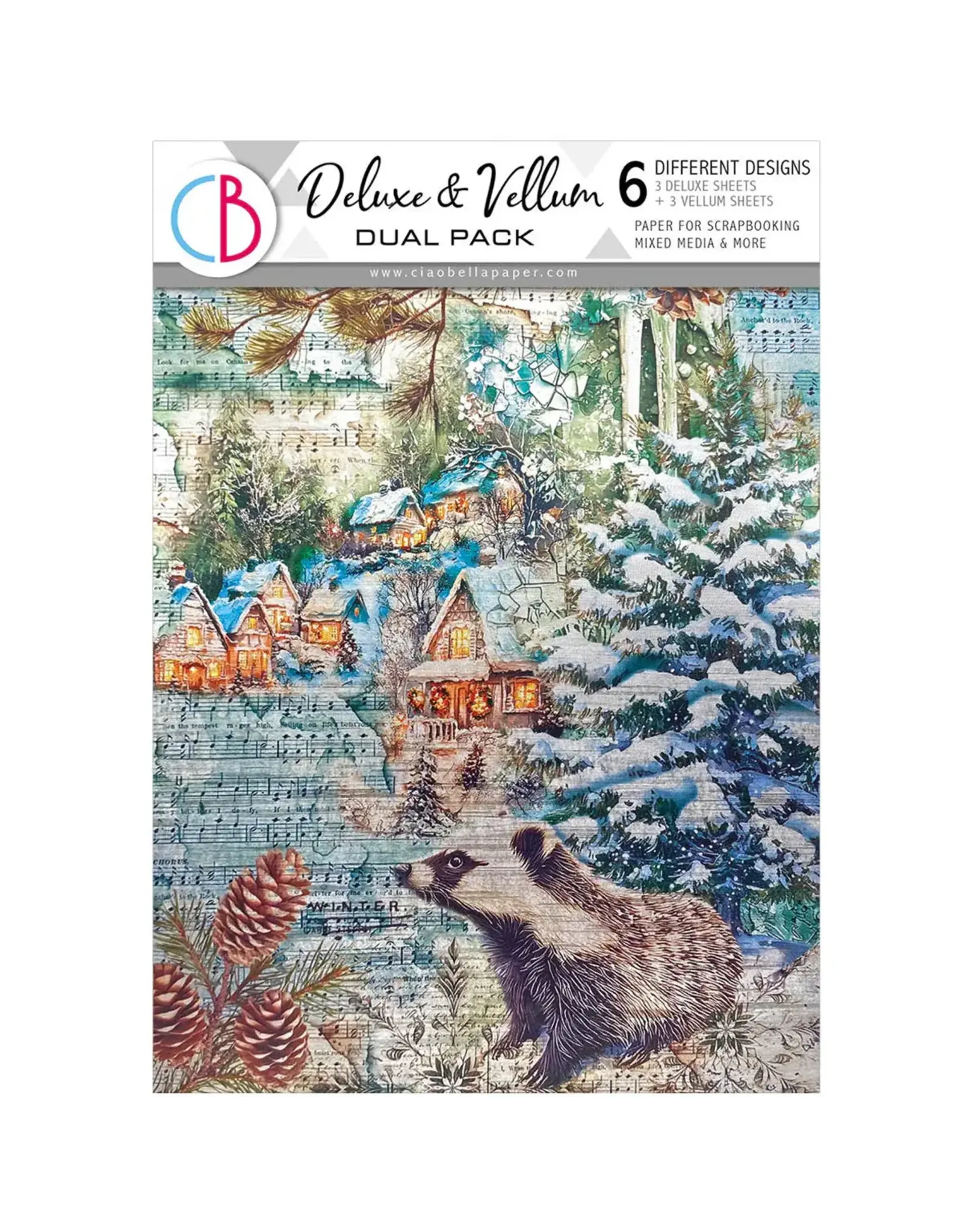 CIAO BELLA CIAO BELLA FOREST TALES A4 DELUXE SILVER & VELLUM MIXED PAPER PACK 6 SHEETS