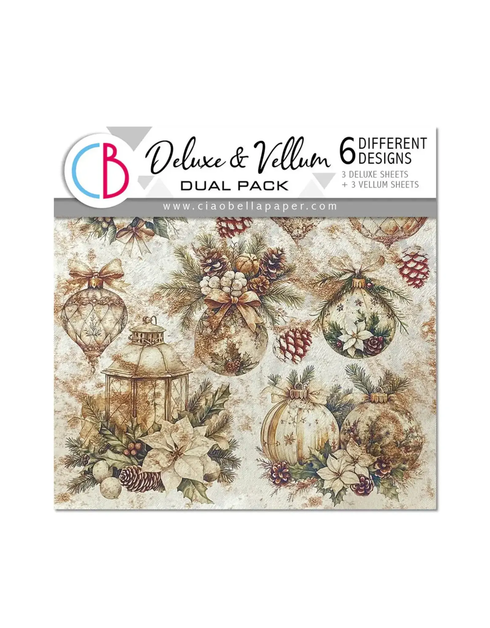 CIAO BELLA CIAO BELLA WINTER SEASON 6x6 DELUXE COPPER & VELLUM MIXED PAPER PACK 6 SHEETS