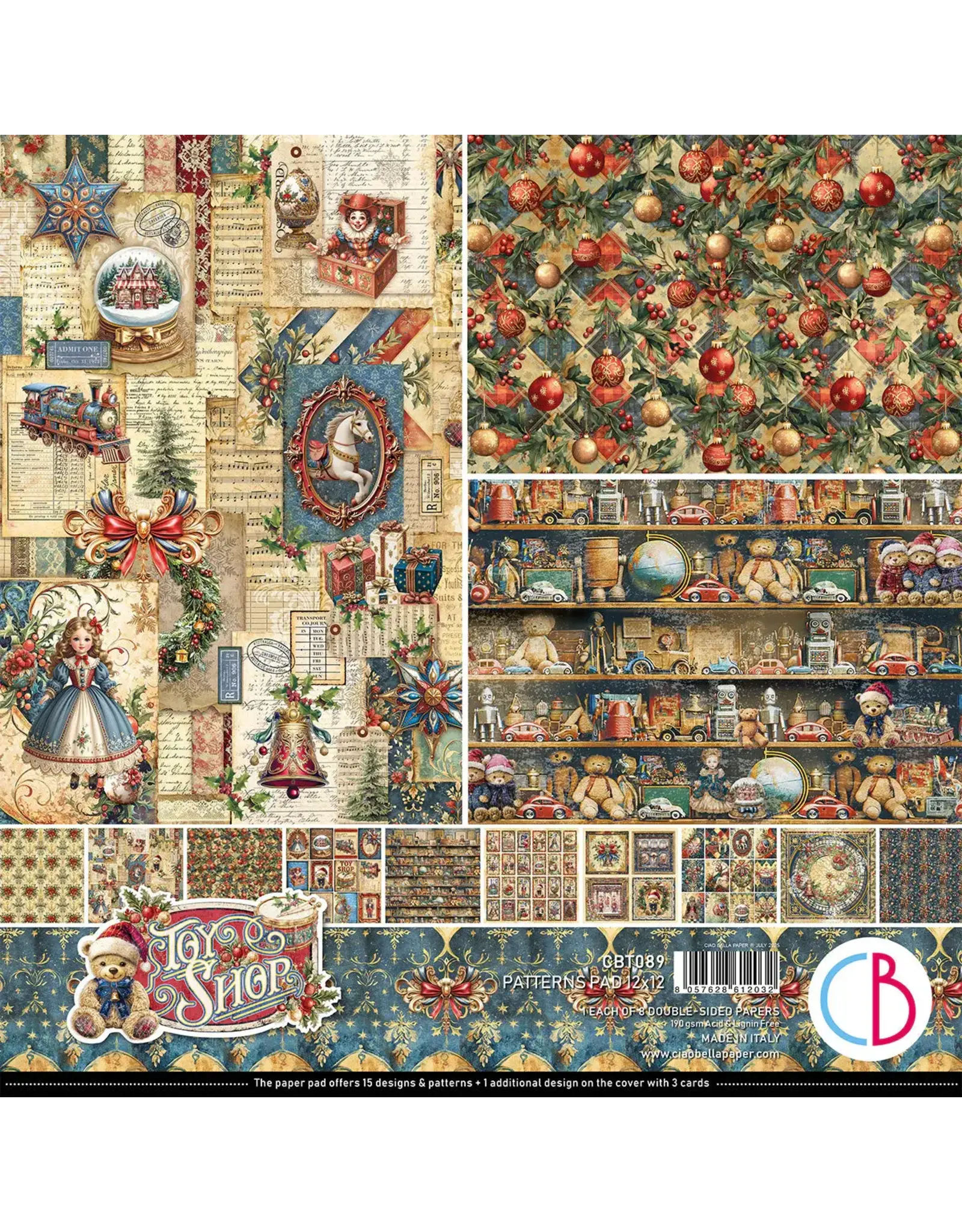 CIAO BELLA CIAO BELLA TOY SHOP 12x12 PATTERNS PAD 8 SHEETS
