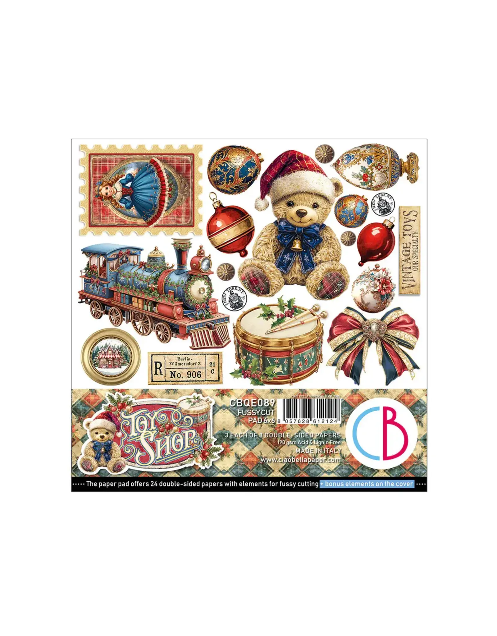 CIAO BELLA CIAO BELLA TOY SHOP 6x6 FUSSY CUT PAPER PAD 24 SHEETS