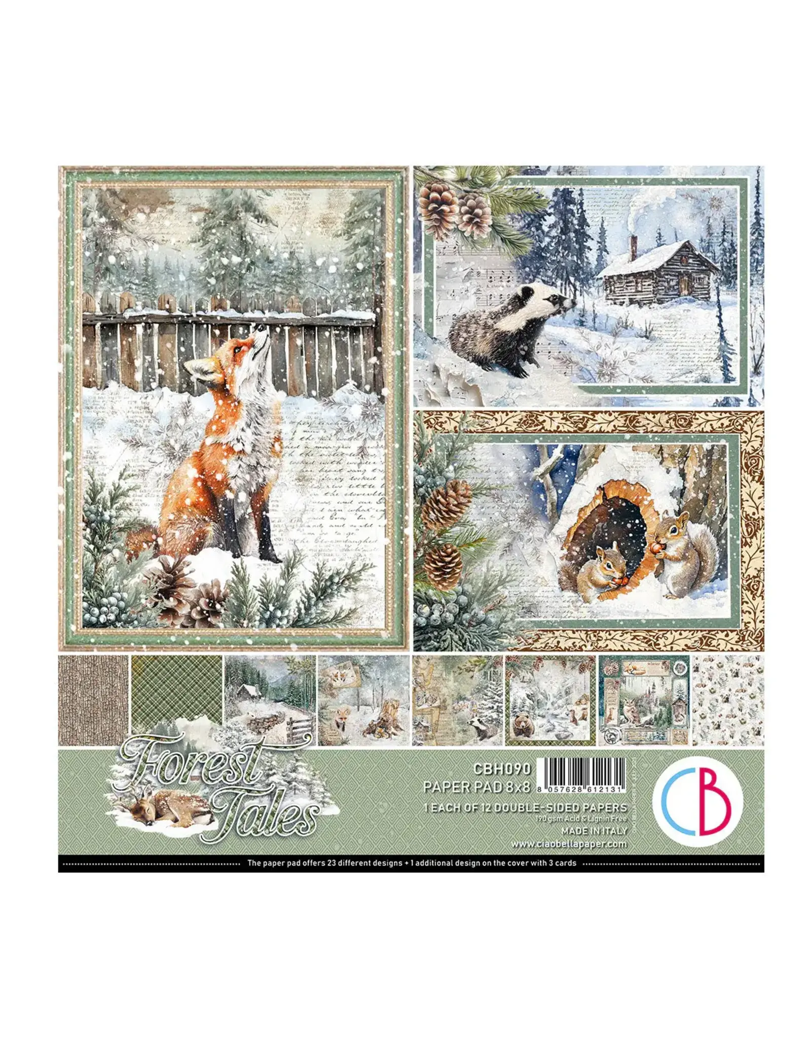 CIAO BELLA CIAO BELLA FOREST TALES 8x8 PAPER PAD 12 SHEETS
