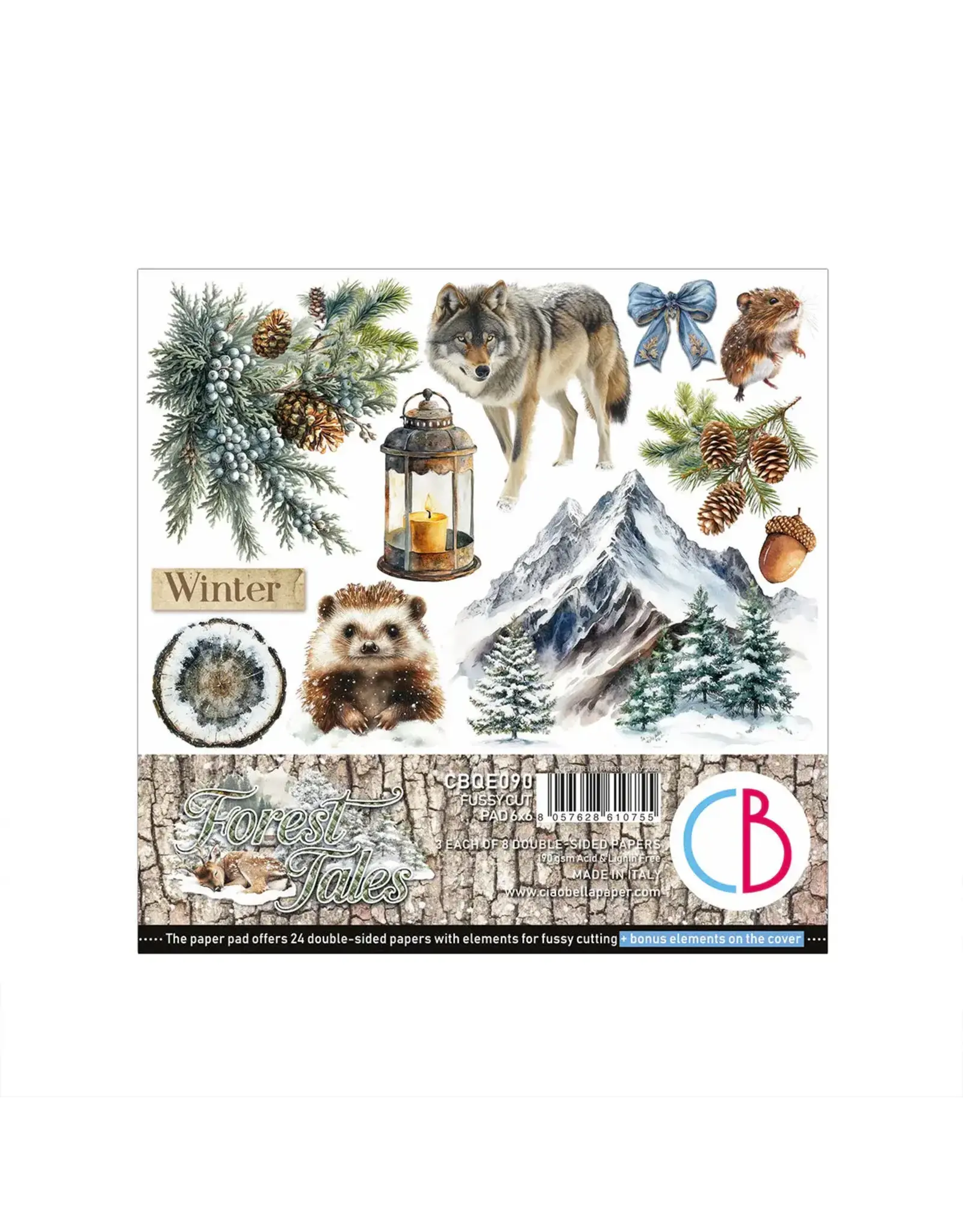 CIAO BELLA CIAO BELLA FOREST TALES 6x6 FUSSY CUT PAPER PAD 24 SHEETS