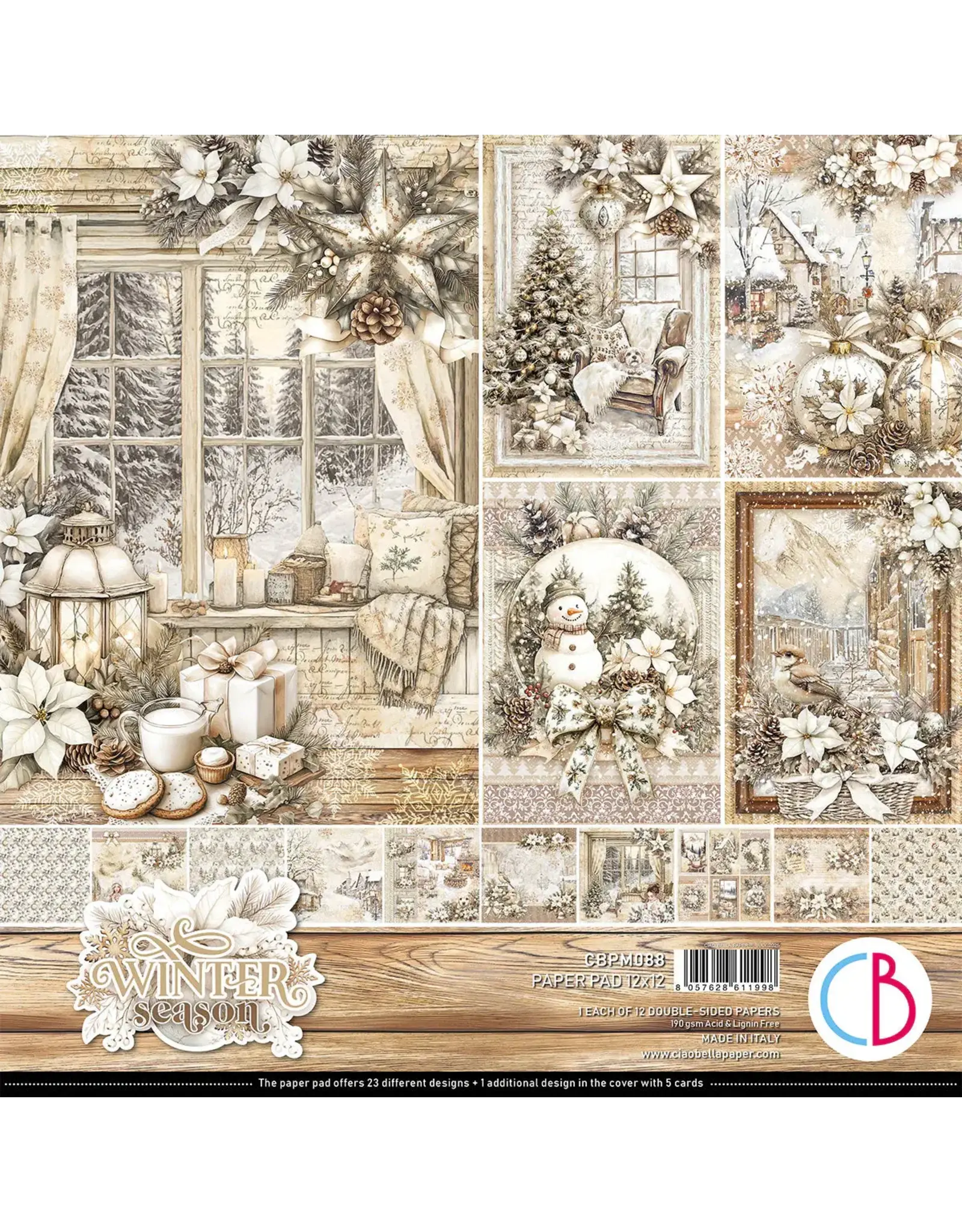 CIAO BELLA CIAO BELLA WINTER SEASON 12x12 PAPER PAD 12 SHEETS