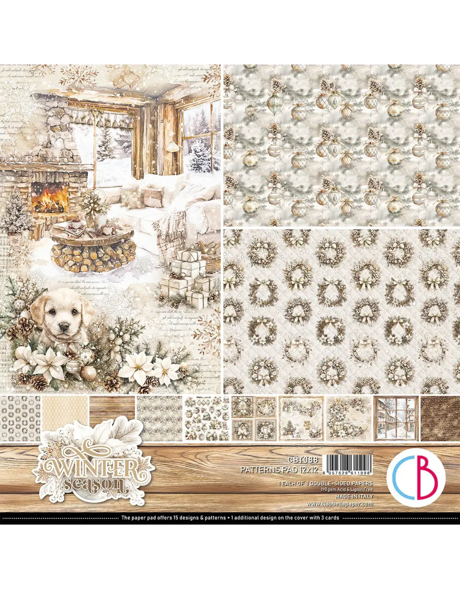 CIAO BELLA CIAO BELLA WINTER SEASON 12x12 PATTERNS PAD 8 SHEETS