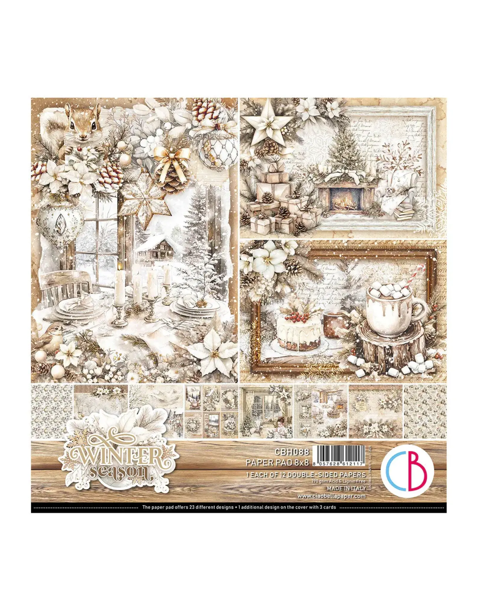 CIAO BELLA CIAO BELLA WINTER SEASON 8x8 PAPER PAD 12 SHEETS