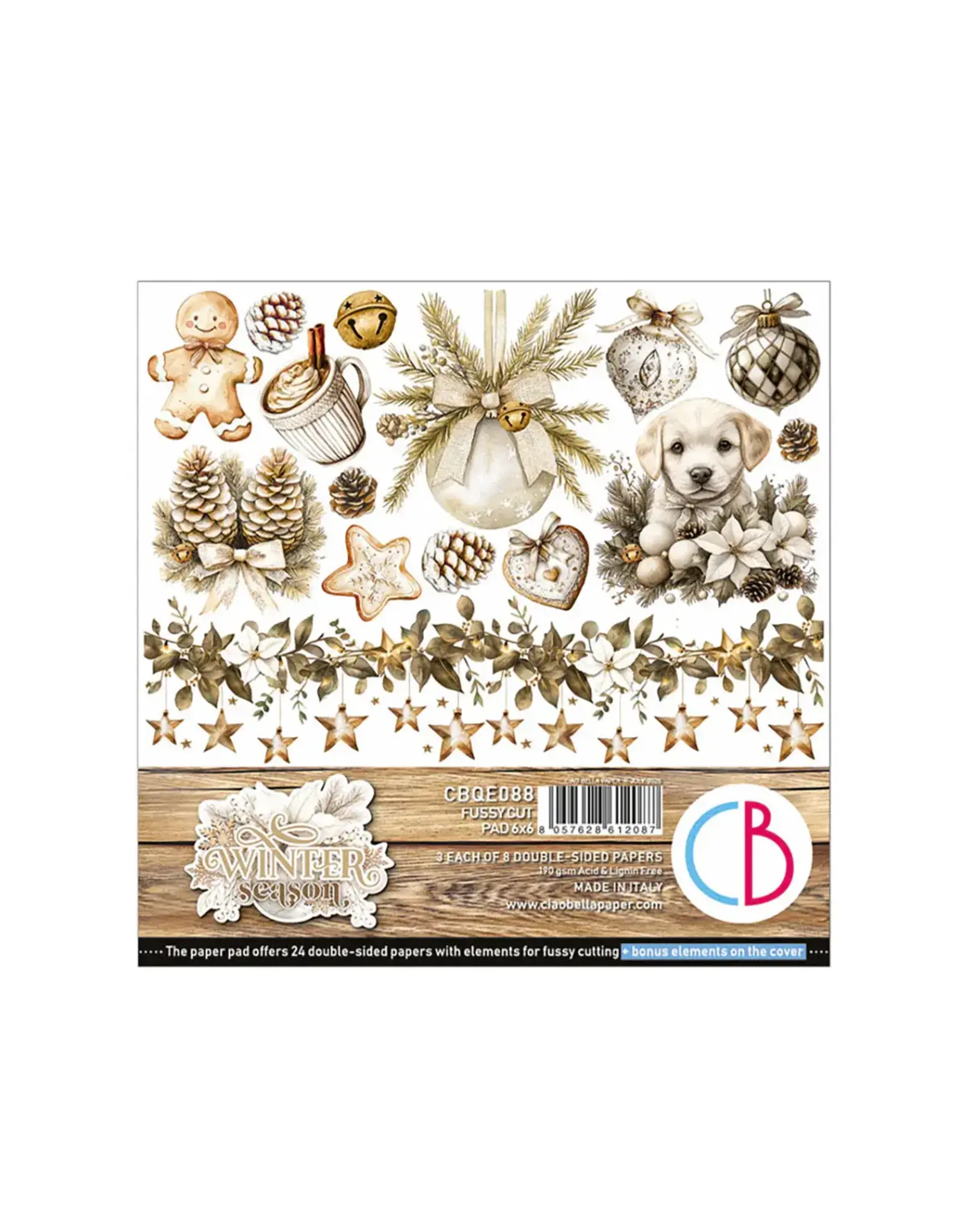 CIAO BELLA CIAO BELLA WINTER SEASON 6x6 FUSSY CUT PAPER PAD 24 SHEETS