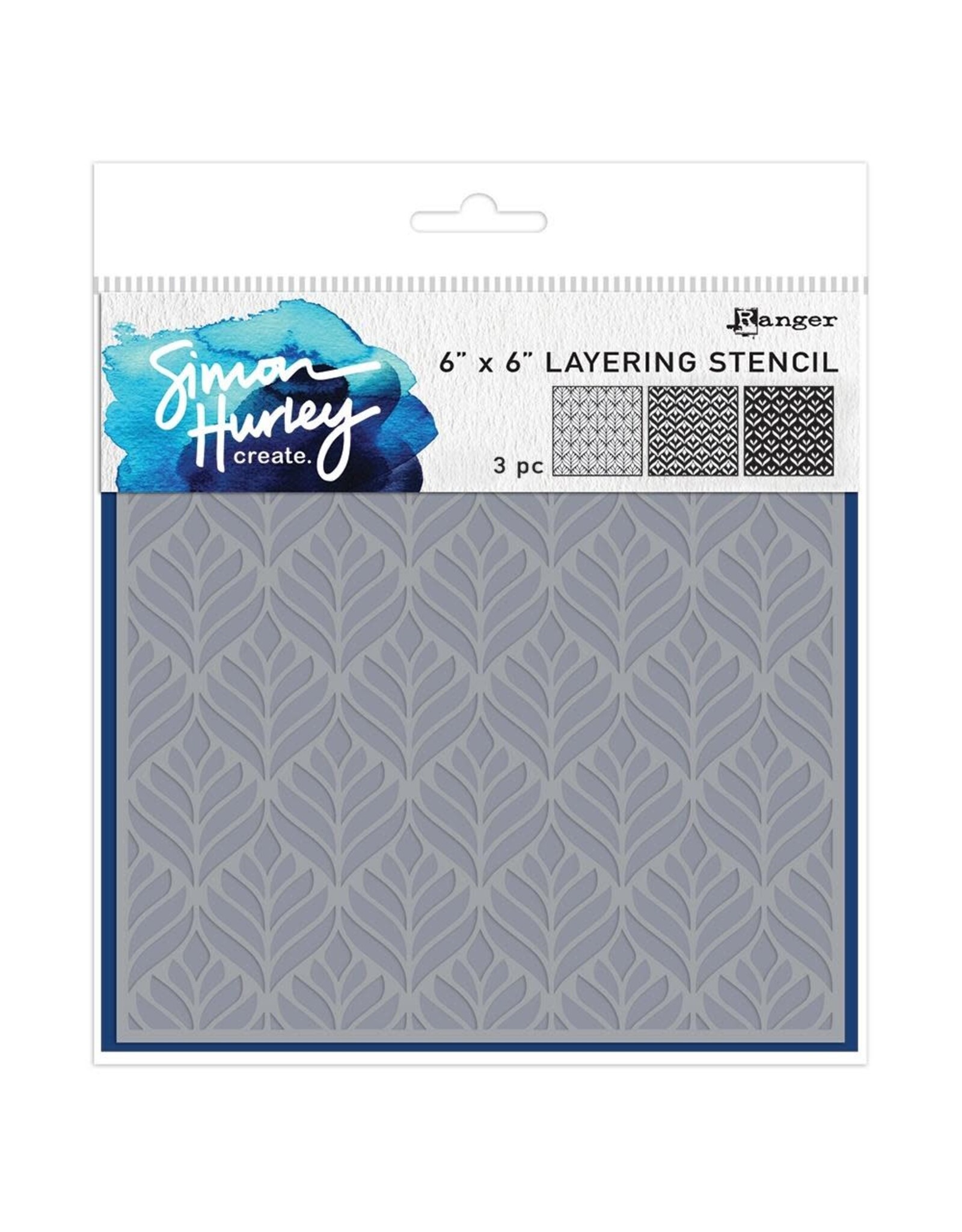 RANGER RANGER SIMON HURLEY GEO LEAVES 6x6 LAYERING STENCIL SET