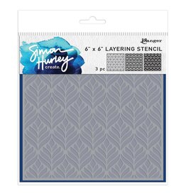 RANGER RANGER SIMON HURLEY GEO LEAVES 6x6 LAYERING STENCIL SET