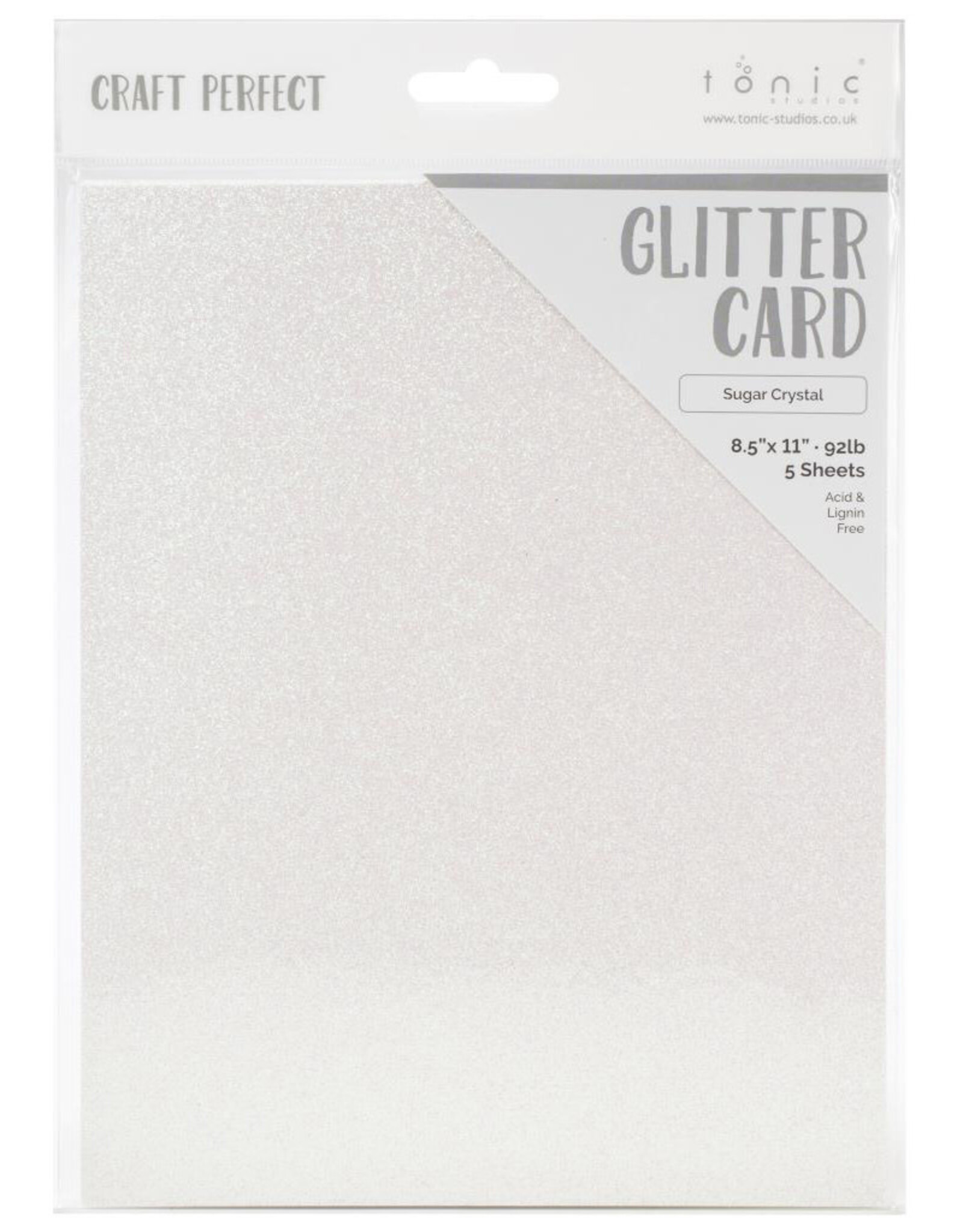 TONIC TONIC STUDIOS GLITTER CARD SUGAR CRYSTAL 8.5X11 5PK