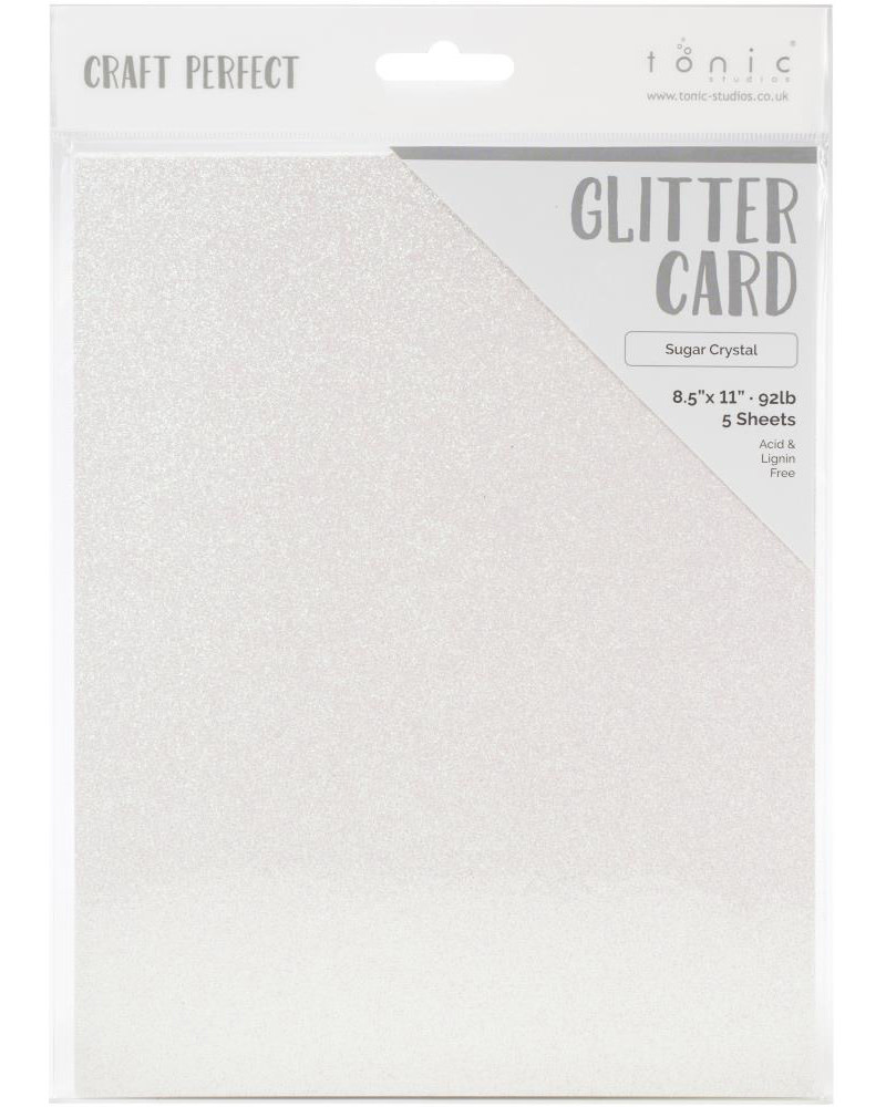 TONIC TONIC STUDIOS GLITTER CARD SUGAR CRYSTAL 8.5X11 5PK