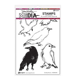RANGER RANGER DINA WAKLEY MEDIA SCRIBBLY RAVENS CLING STAMP SET