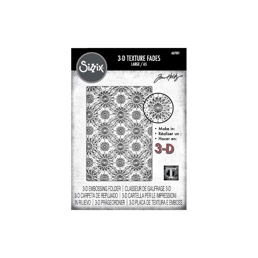 SIZZIX SIZZIX TIM HOLTZ 3D TEXTURE FADES KALEIDOSCOPE LARGE A5 EMBOSSING FOLDER