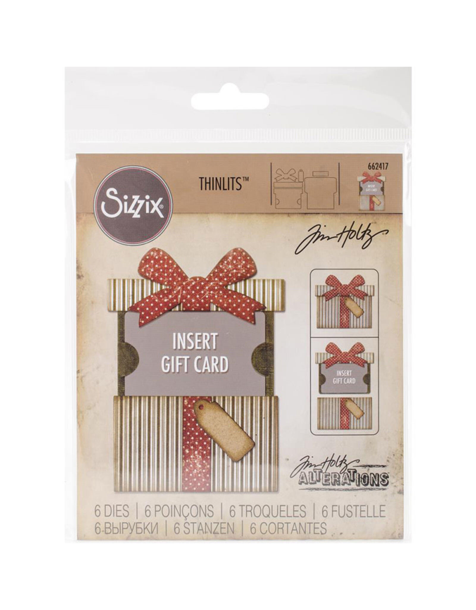 SIZZIX TIM HOLTZ THINLITS GIFT CARD PACKAGE DIE SET
