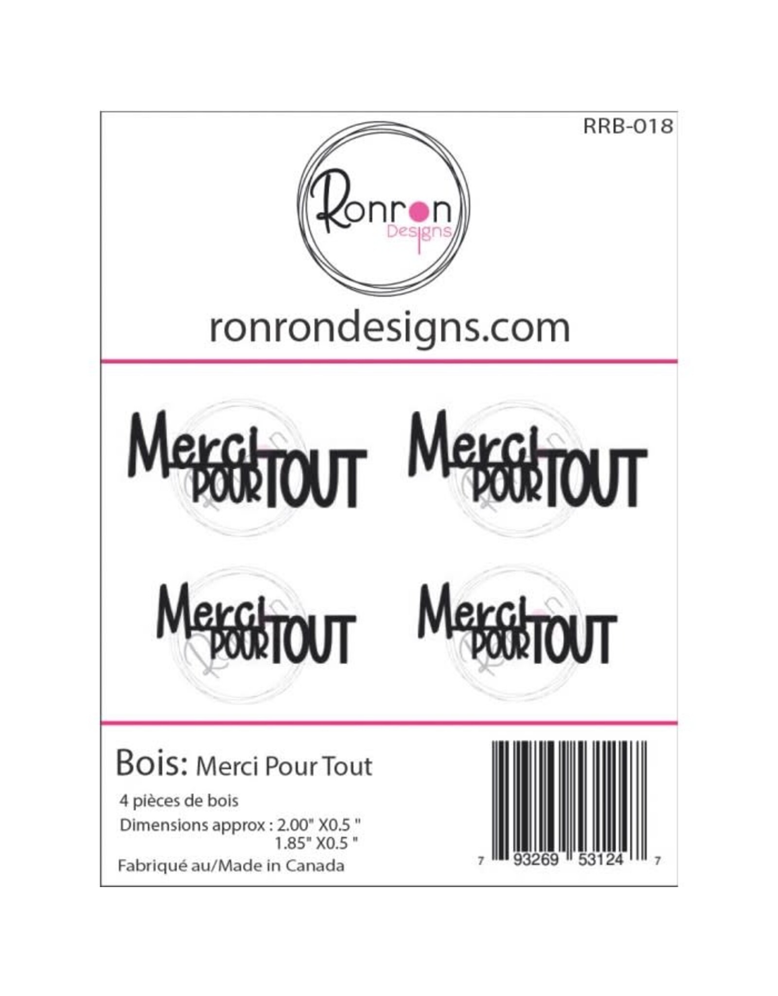 RONRON DESIGNS RONRON DESIGNS MERCI POUR TOUT WOOD PIECES