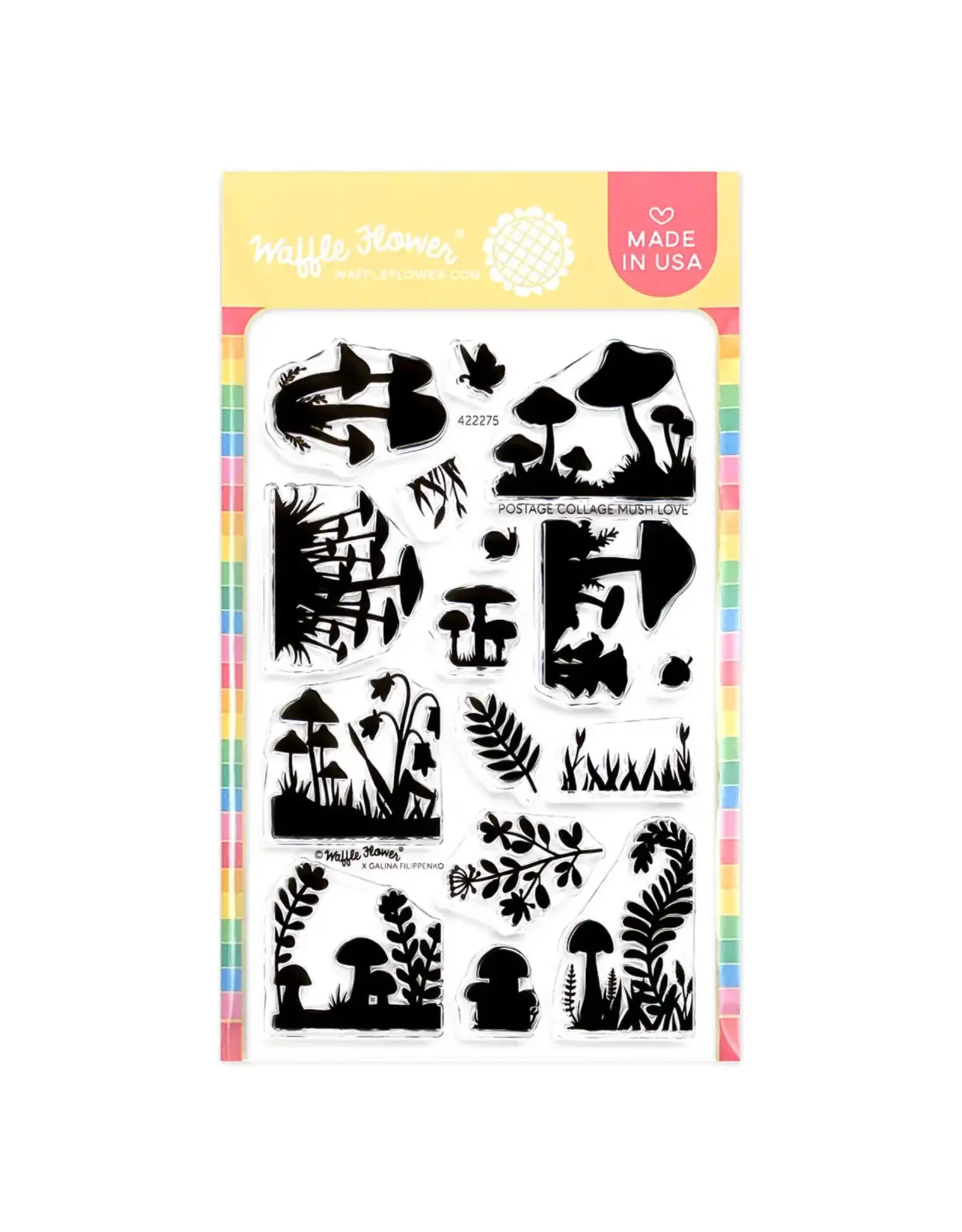 WAFFLE FLOWER WAFFLE FLOWER POSTAGE COLLAGE MUSH LOVE CLEAR STAMP SET