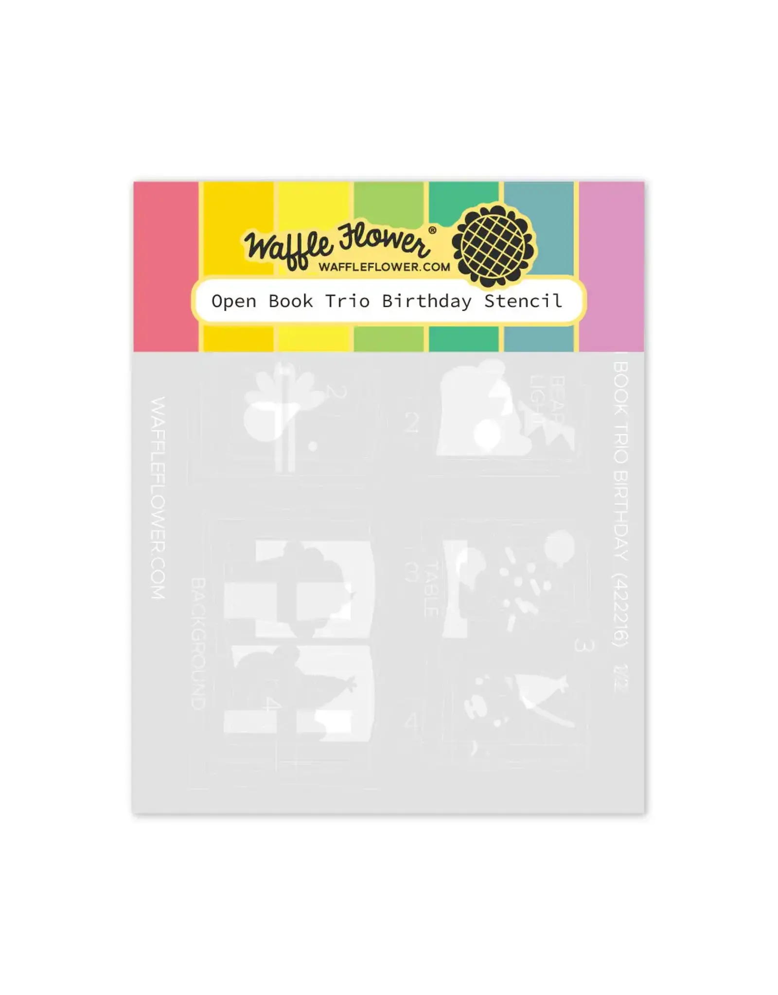 WAFFLE FLOWER WAFFLE FLOWER OPEN BOOK TRIO BIRTHDAY STENCIL SET