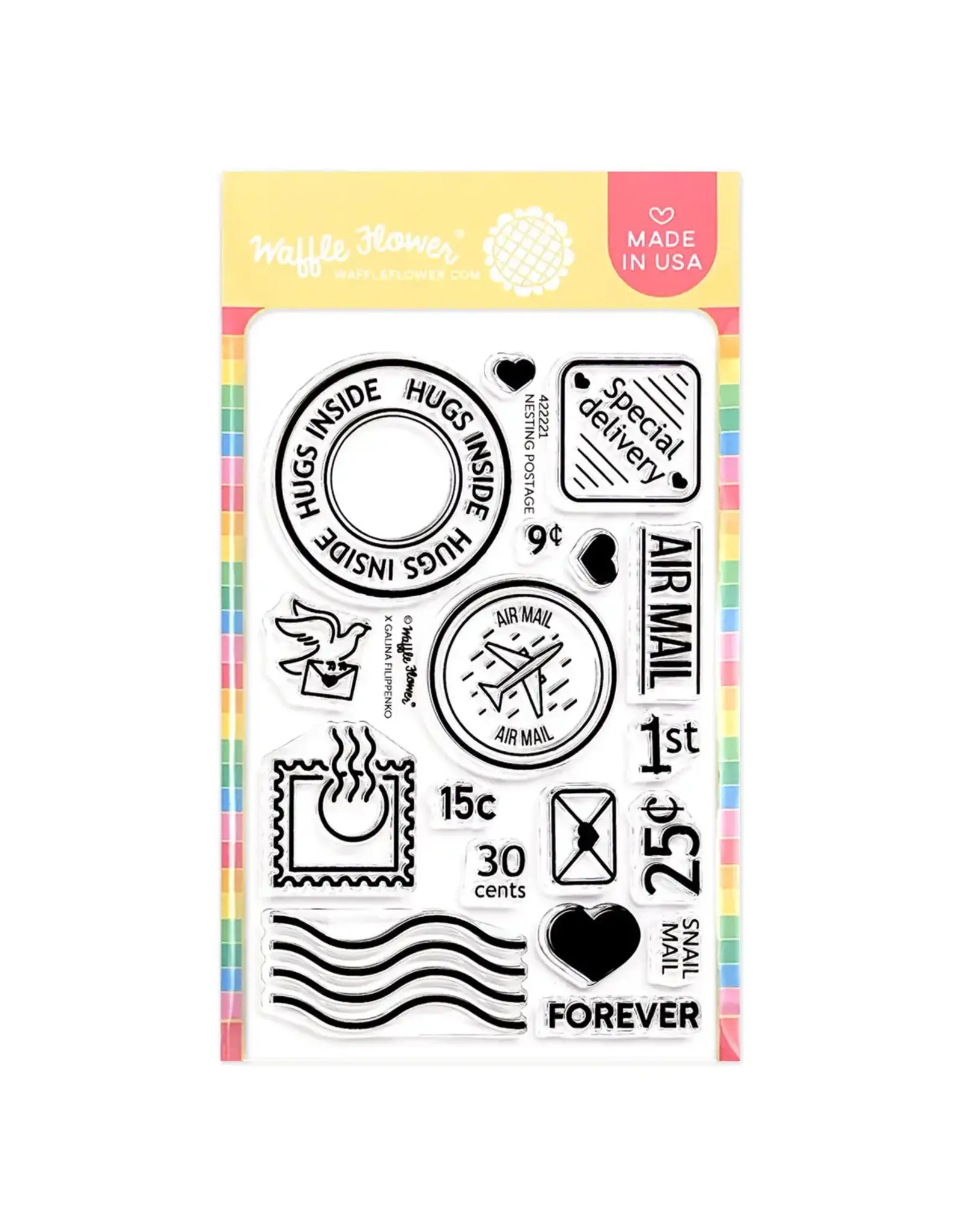 WAFFLE FLOWER WAFFLE FLOWER NESTING POSTAGE COLLAGE CLEAR STAMP SET