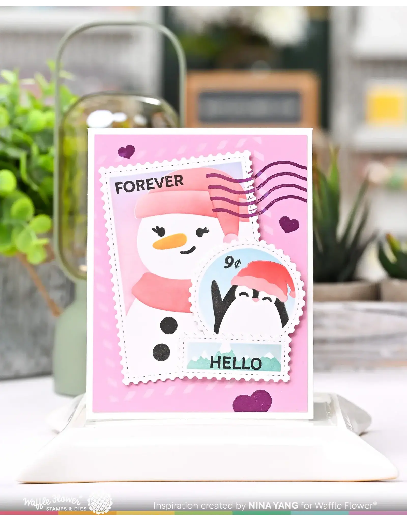 WAFFLE FLOWER WAFFLE FLOWER NESTING POSTAGE COLLAGE CLEAR STAMP SET