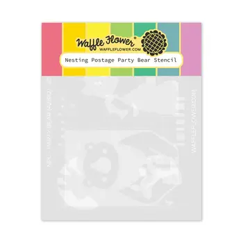 WAFFLE FLOWER WAFFLE FLOWER NESTING POSTAGE COLLAGE PARTY BEAR STENCIL SET