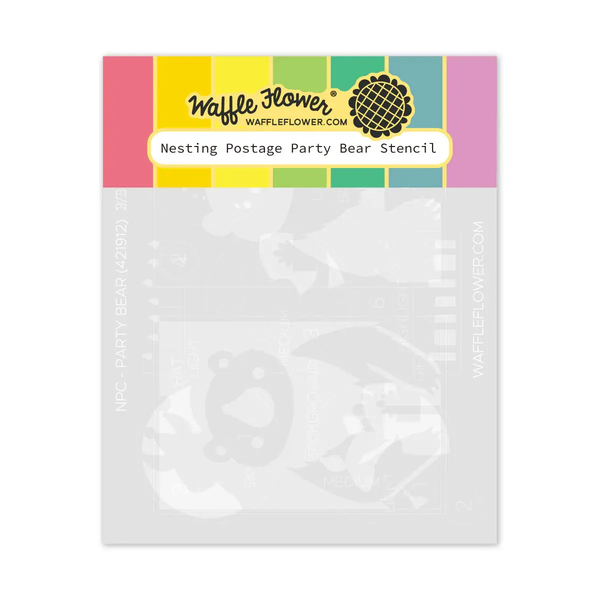 WAFFLE FLOWER WAFFLE FLOWER NESTING POSTAGE COLLAGE PARTY BEAR STENCIL SET