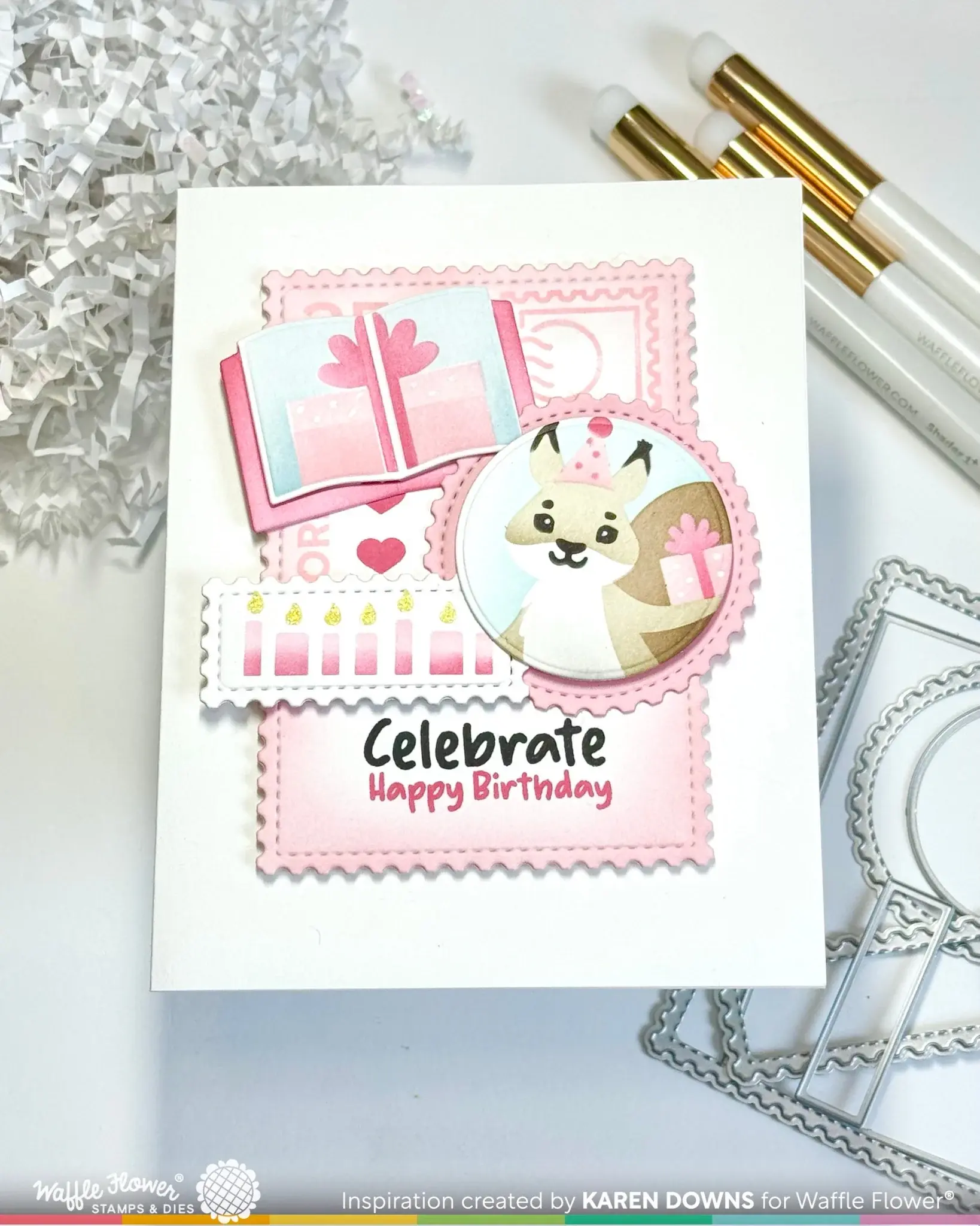 WAFFLE FLOWER WAFFLE FLOWER NESTING POSTAGE COLLAGE PARTY BEAR STENCIL SET